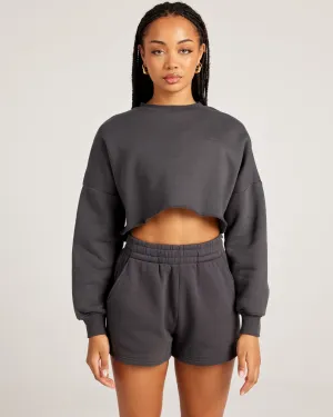 Omni Cropped Crewneck - Charcoal