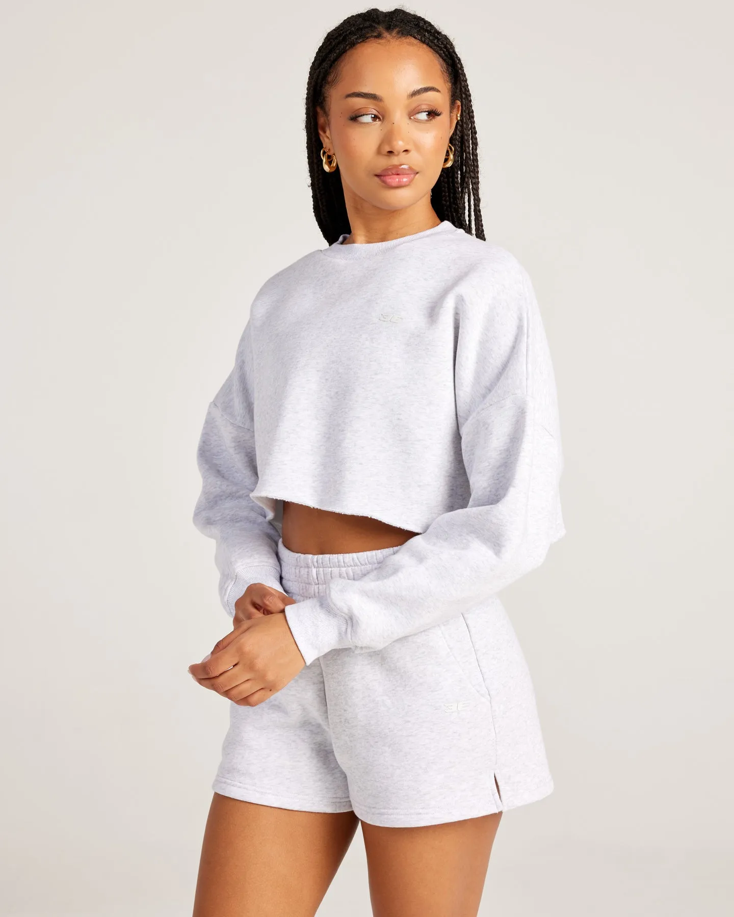 Omni Cropped Crewneck - Grey Marle