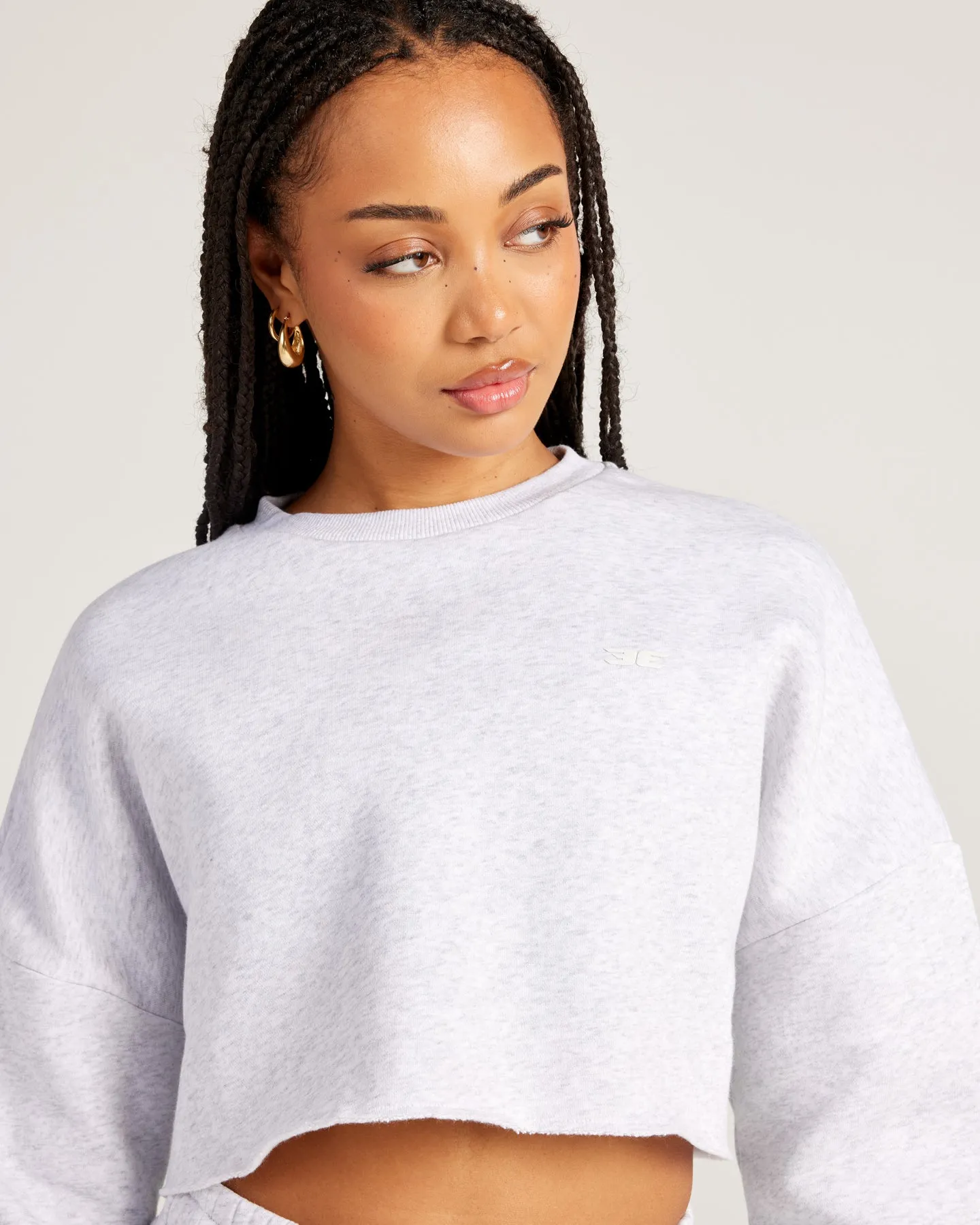 Omni Cropped Crewneck - Grey Marle
