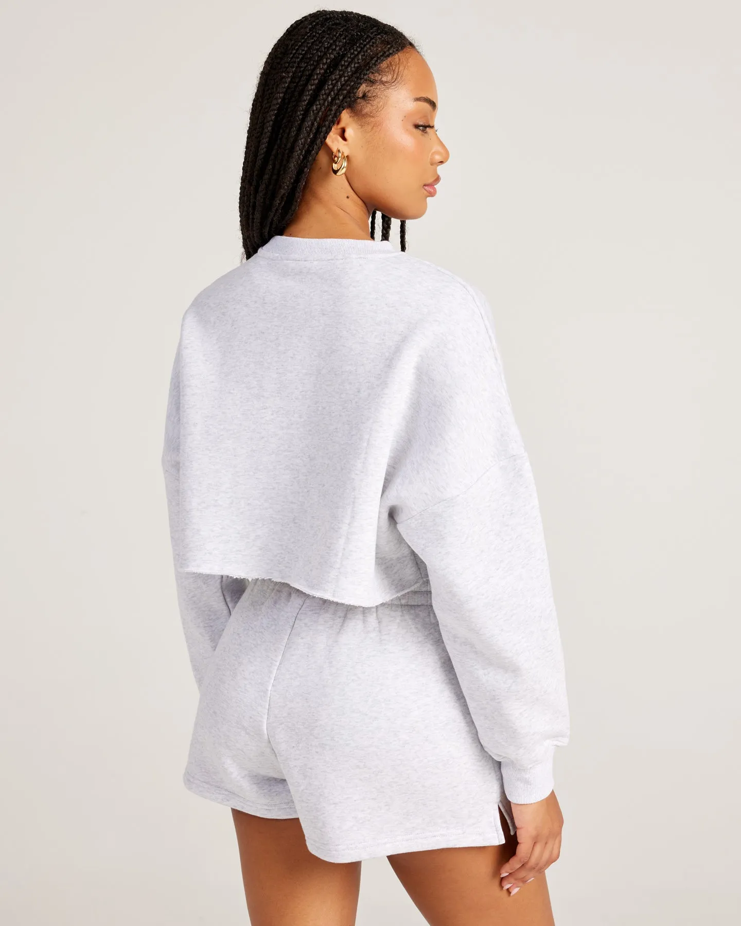 Omni Cropped Crewneck - Grey Marle