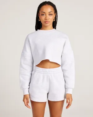 Omni Cropped Crewneck - Grey Marle