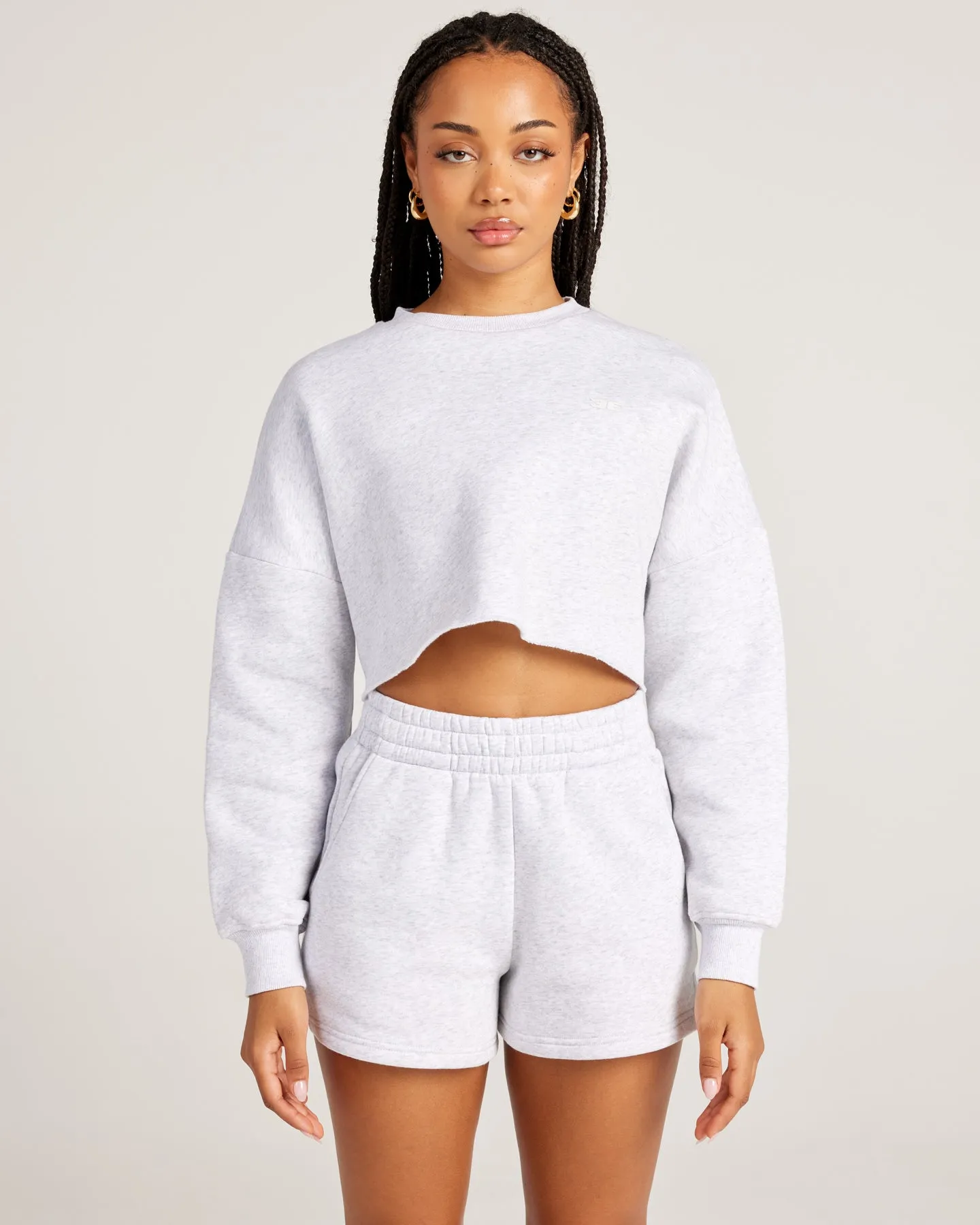 Omni Cropped Crewneck - Grey Marle