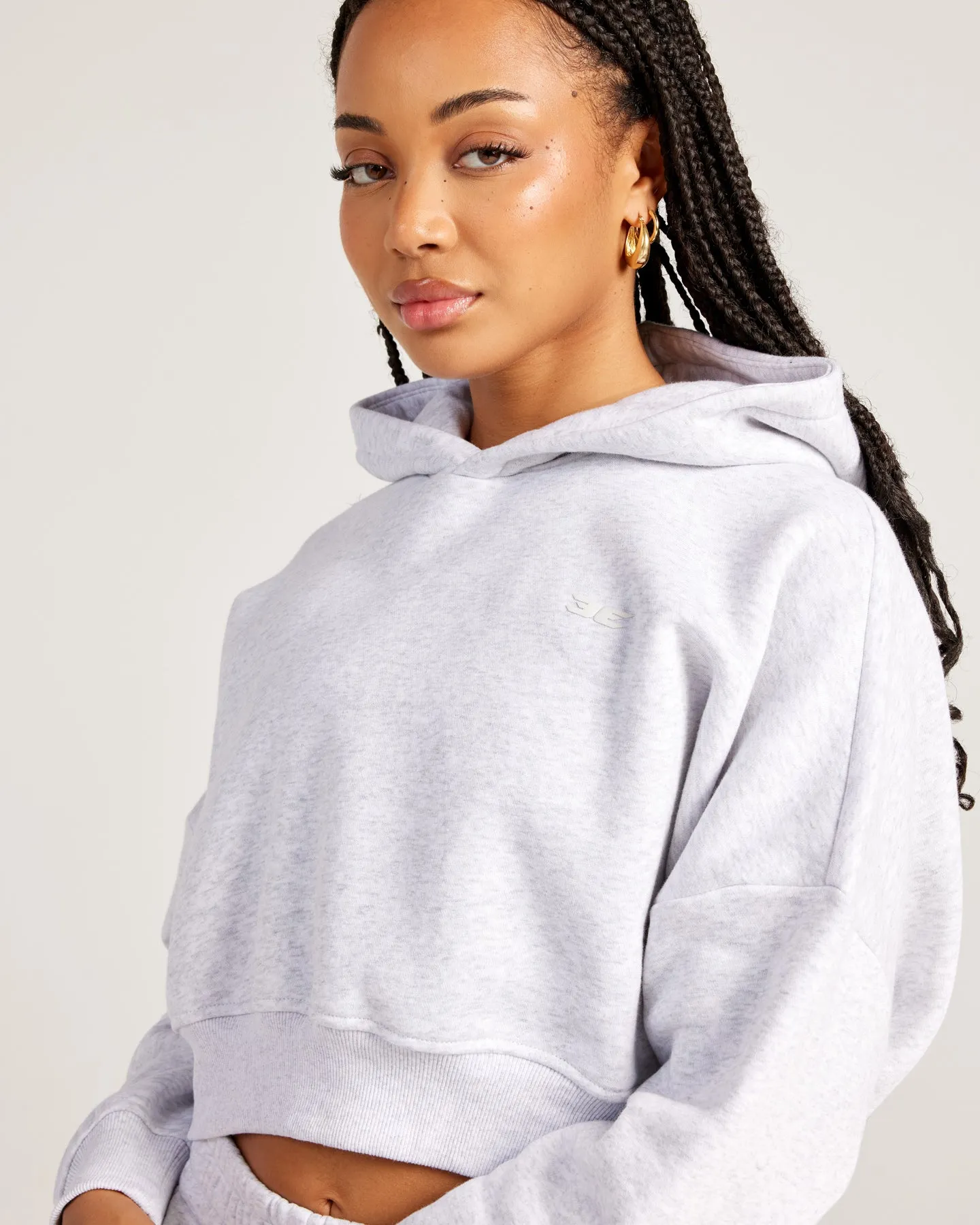 Omni Cropped Hoodie - Grey Marle