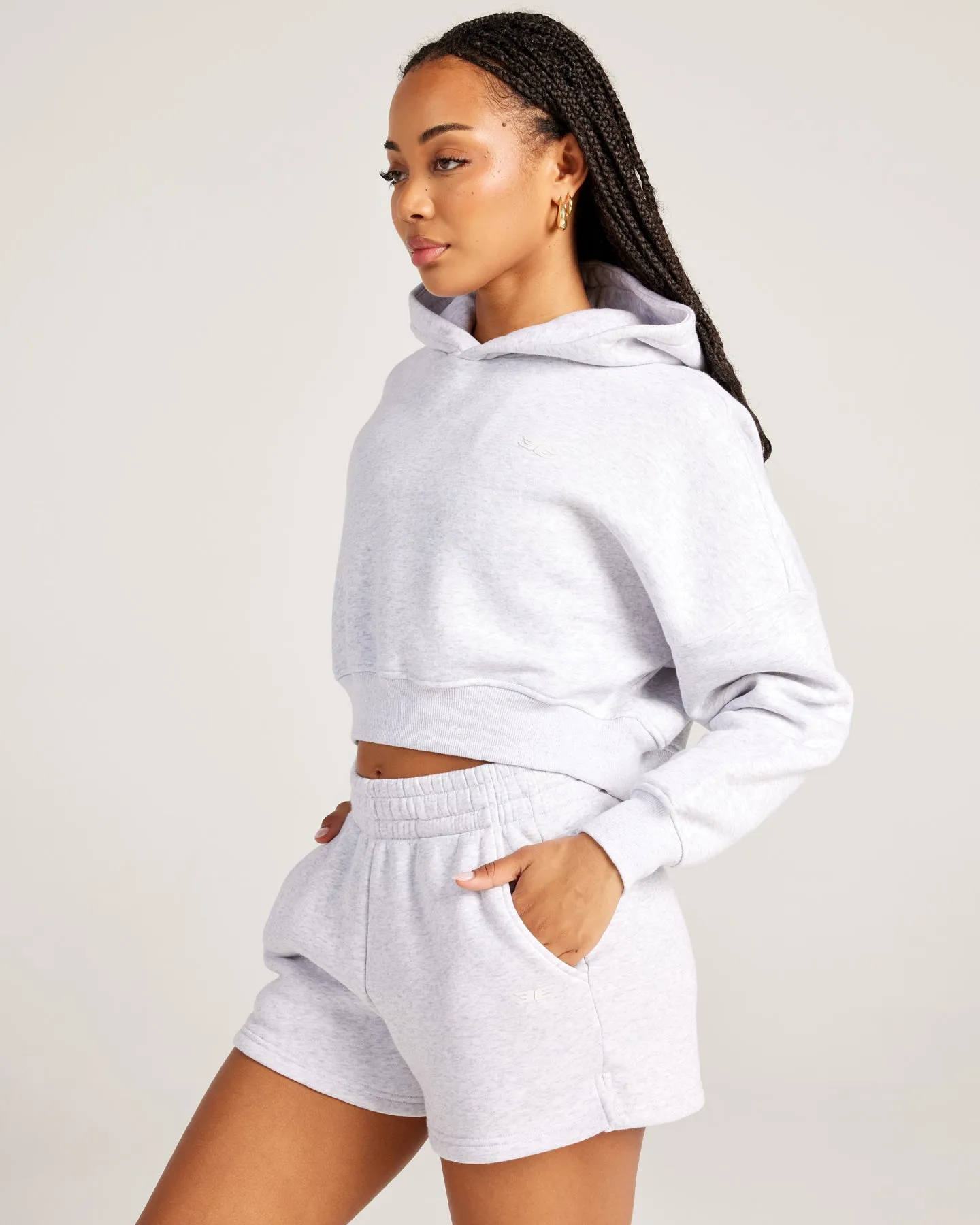 Omni Cropped Hoodie - Grey Marle