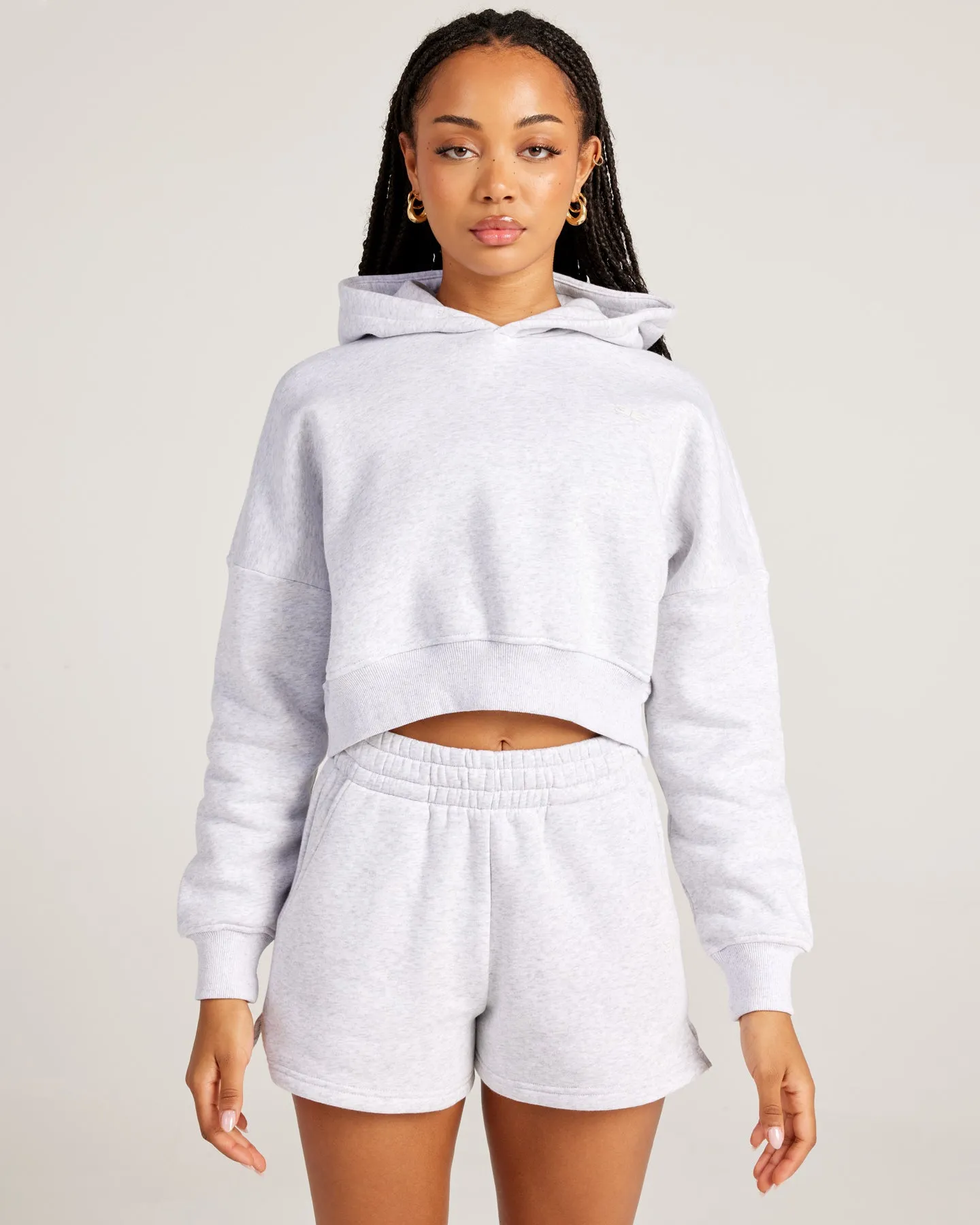 Omni Cropped Hoodie - Grey Marle