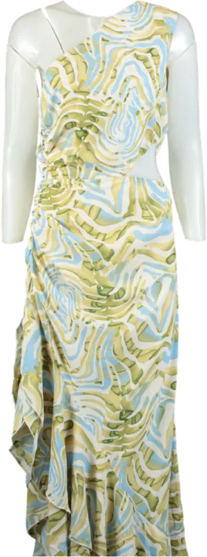 One shoulder Multicolour Abstract Print Dress UK L