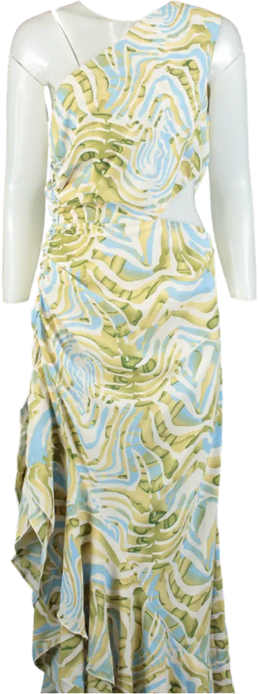 One shoulder Multicolour Abstract Print Dress UK L