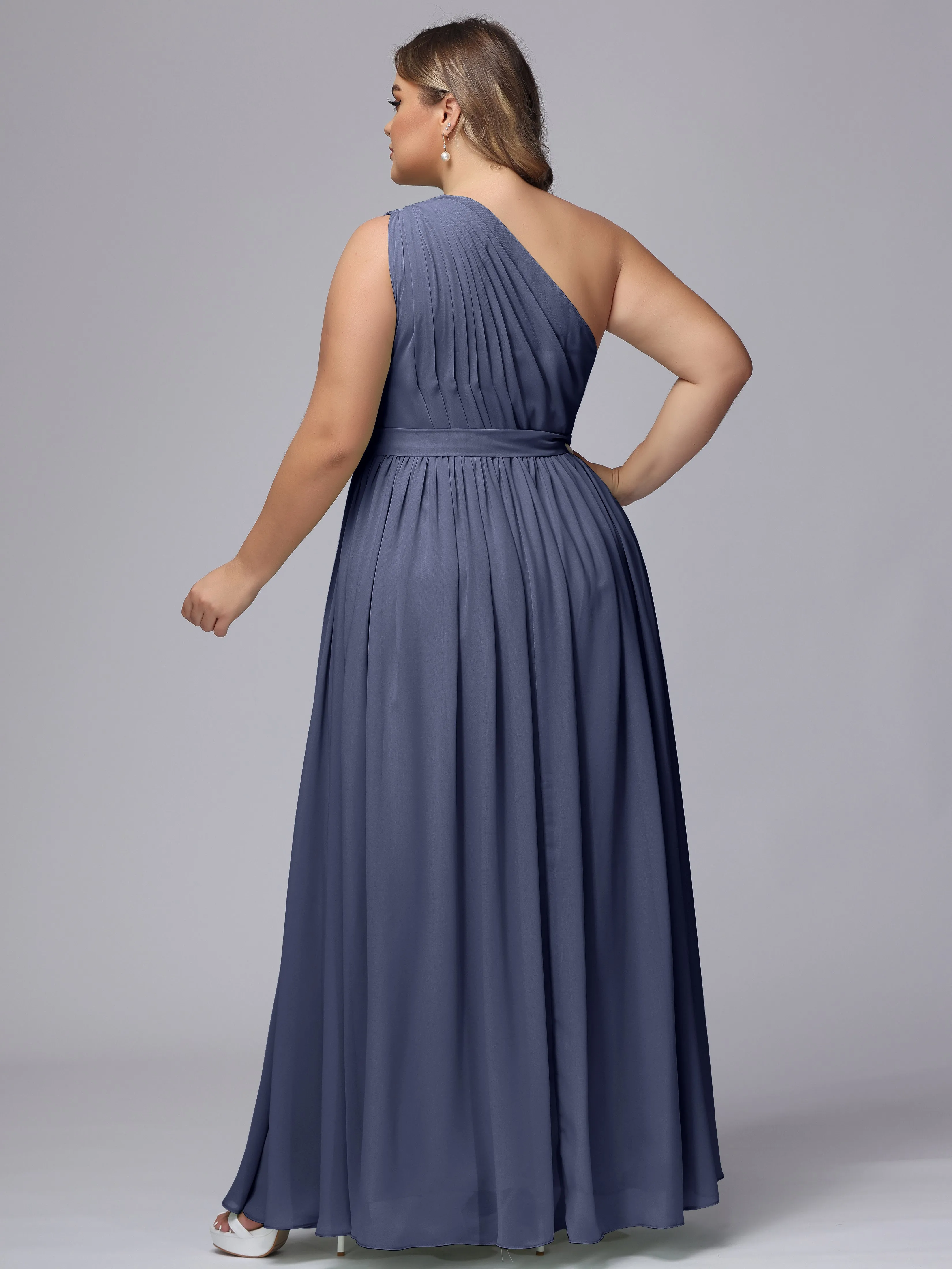 One-shoulder Plus Size Chiffon Bridesmaid Dresses
