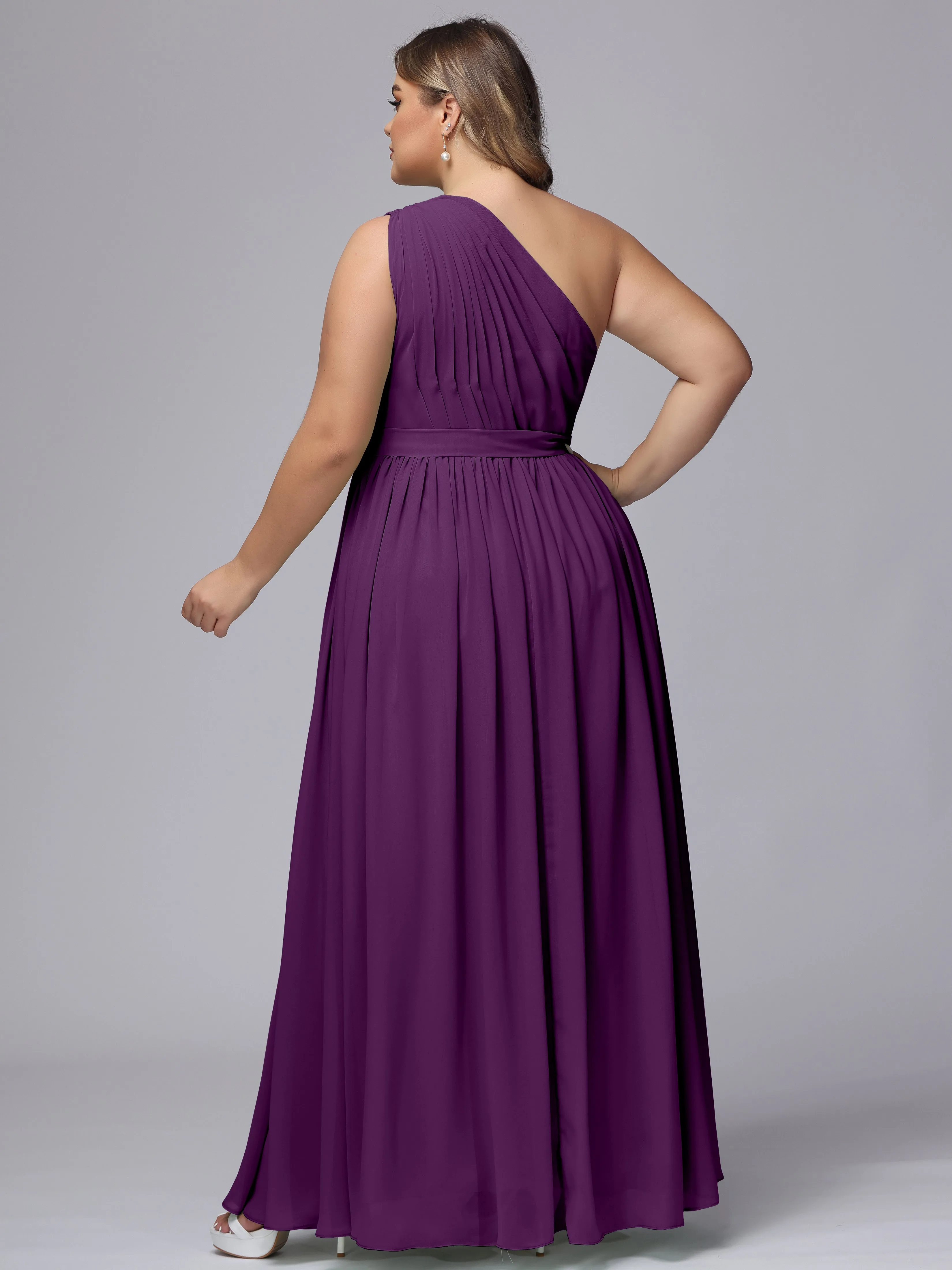 One-shoulder Plus Size Chiffon Bridesmaid Dresses