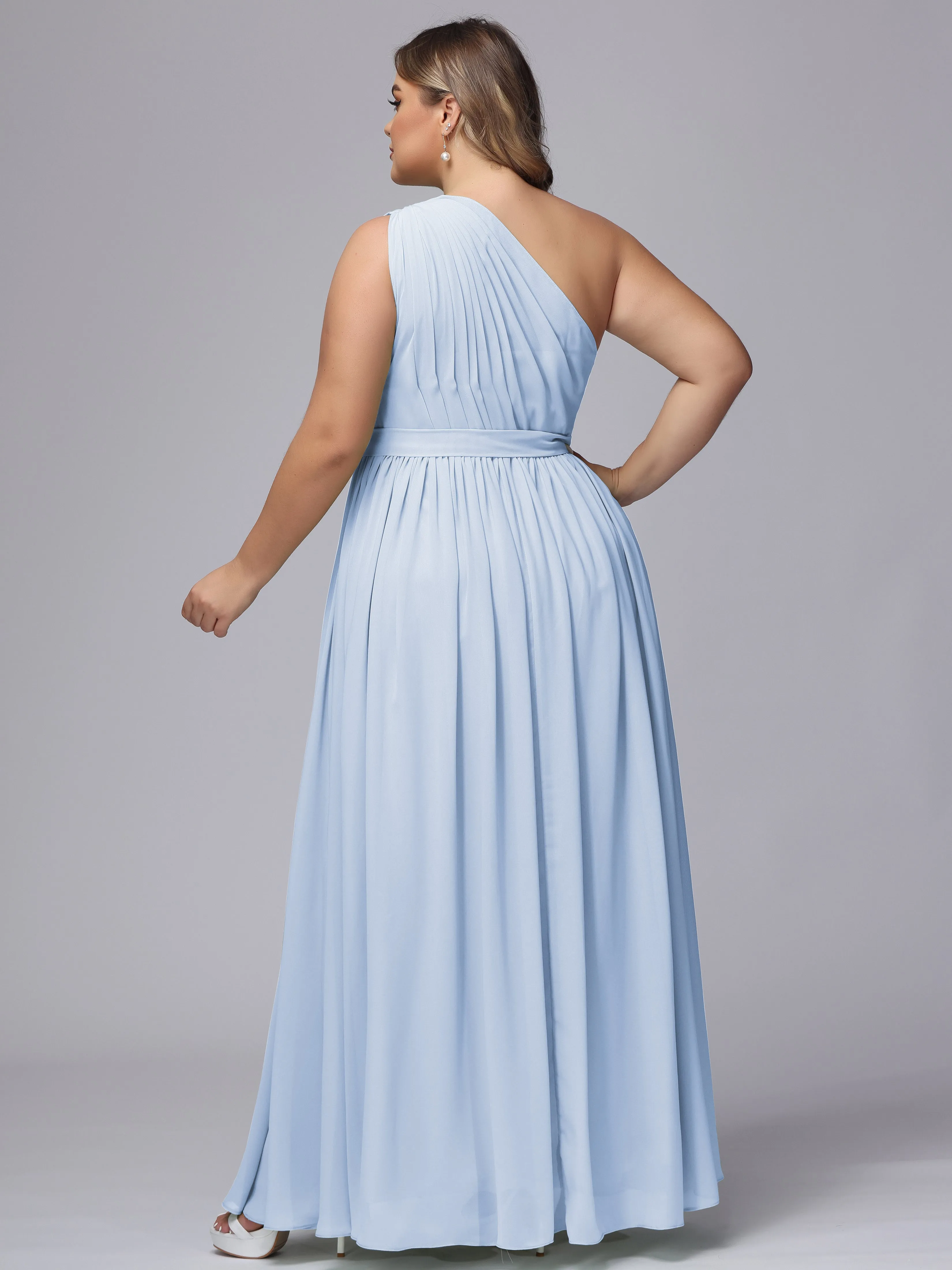 One-shoulder Plus Size Chiffon Bridesmaid Dresses
