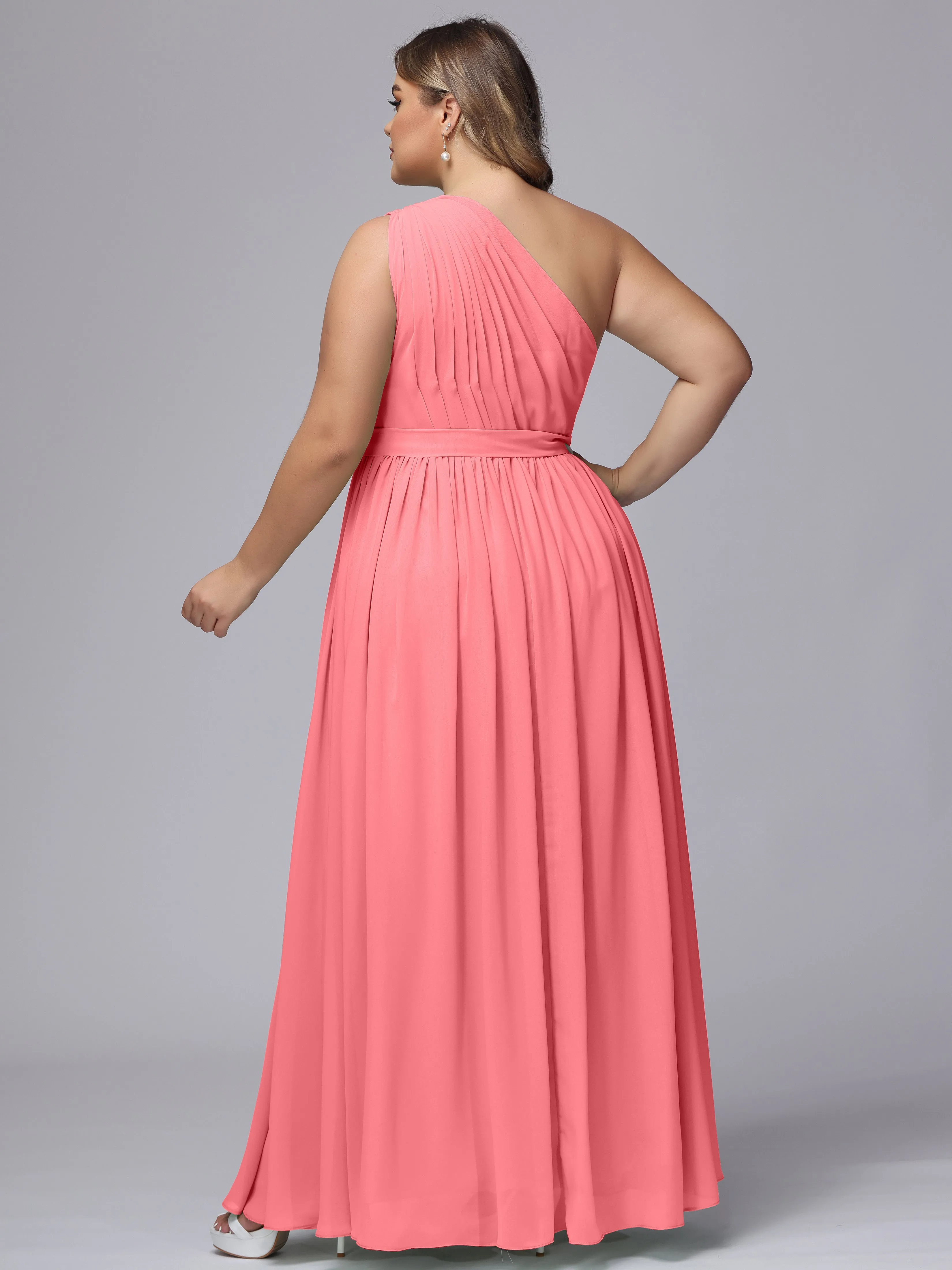 One-shoulder Plus Size Chiffon Bridesmaid Dresses