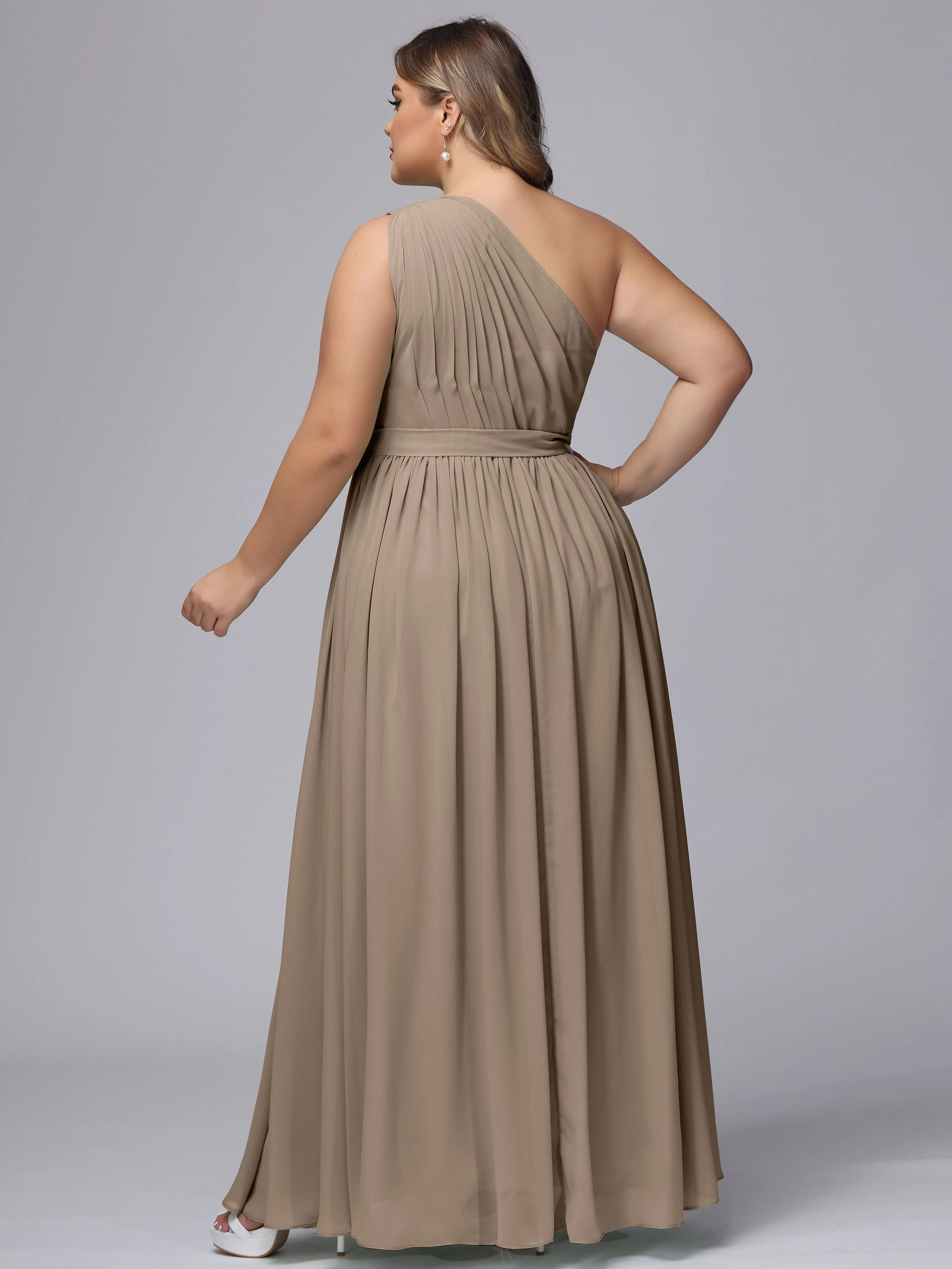 One-shoulder Plus Size Chiffon Bridesmaid Dresses