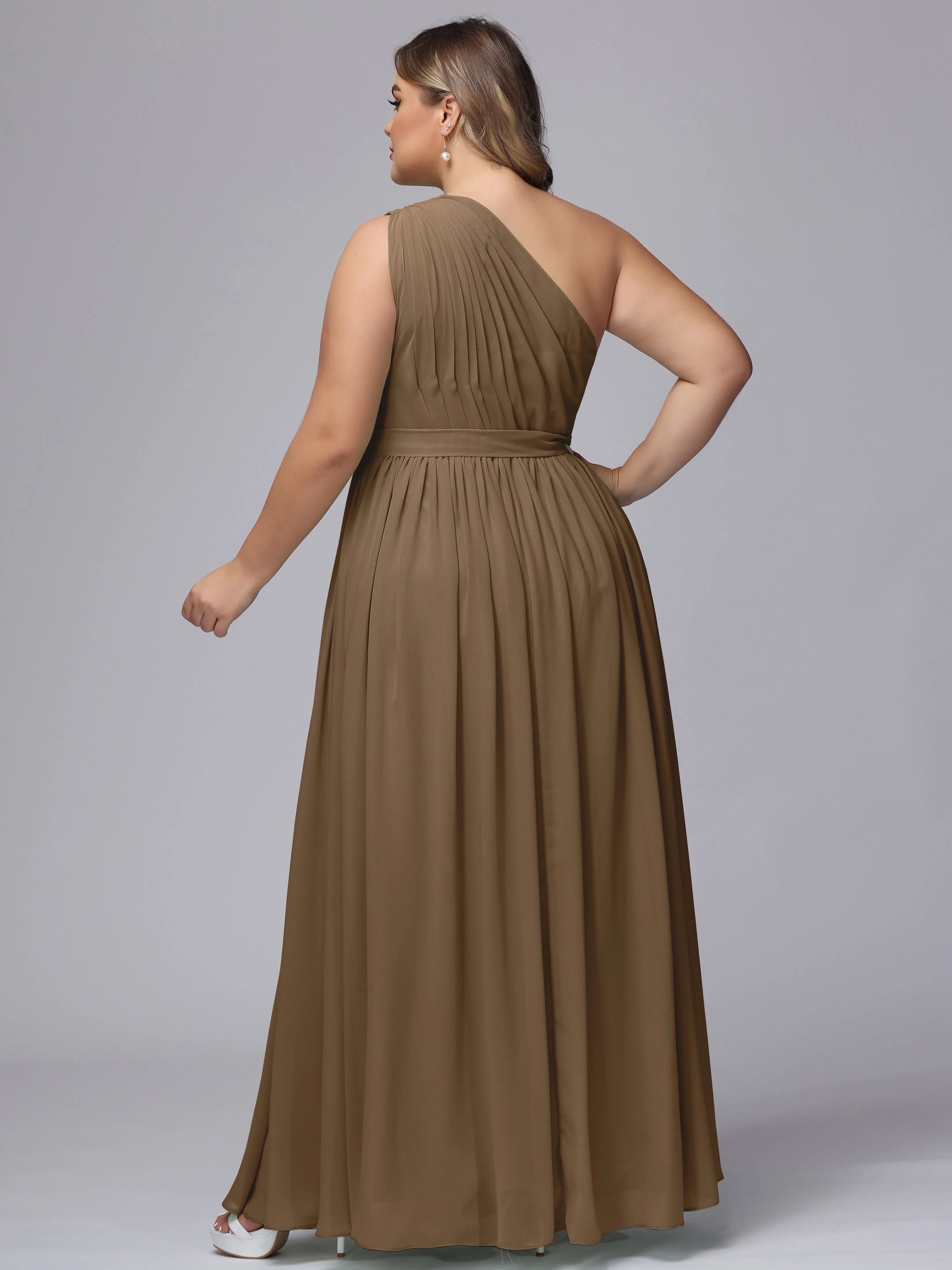 One-shoulder Plus Size Chiffon Bridesmaid Dresses