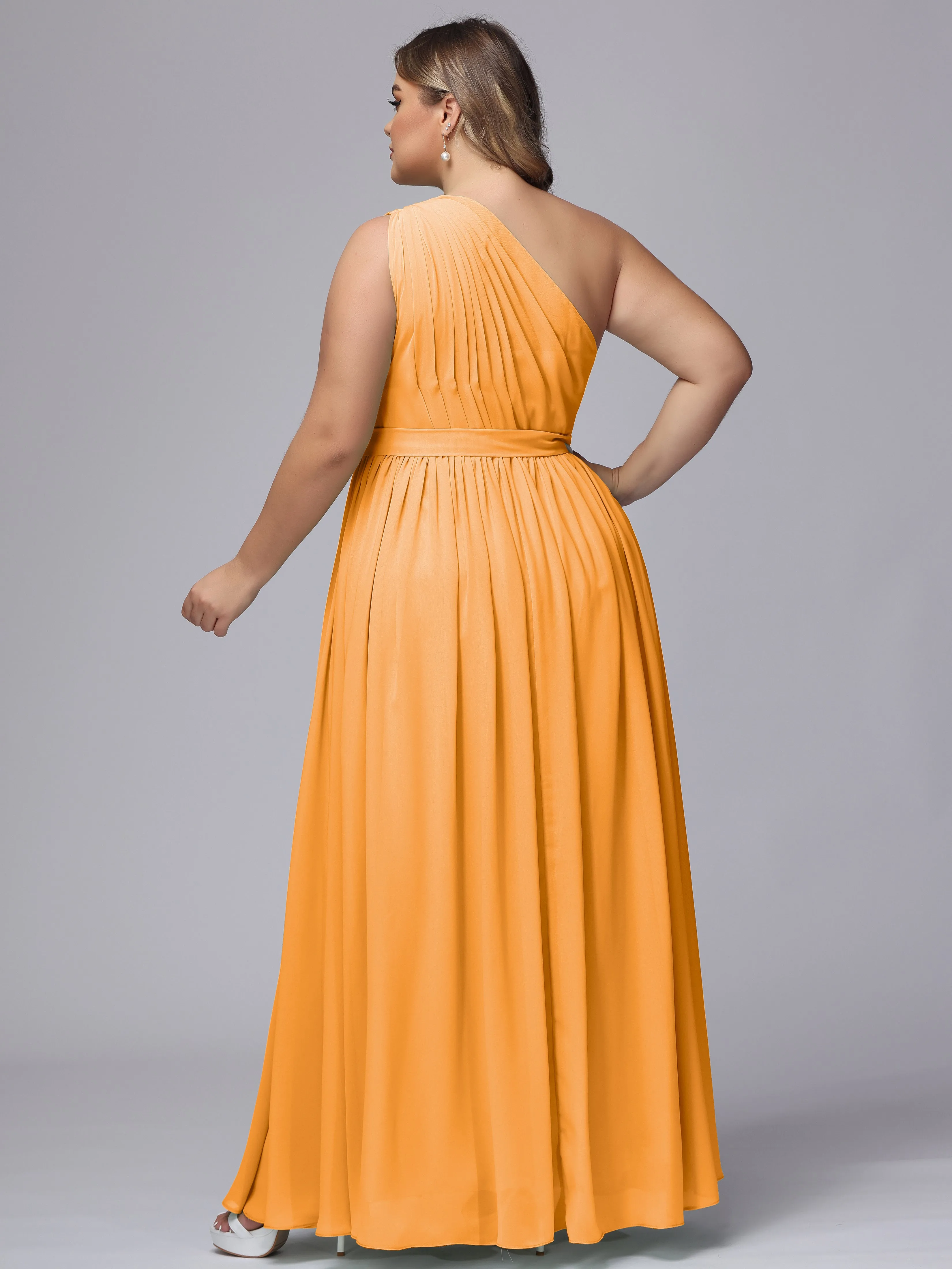 One-shoulder Plus Size Chiffon Bridesmaid Dresses