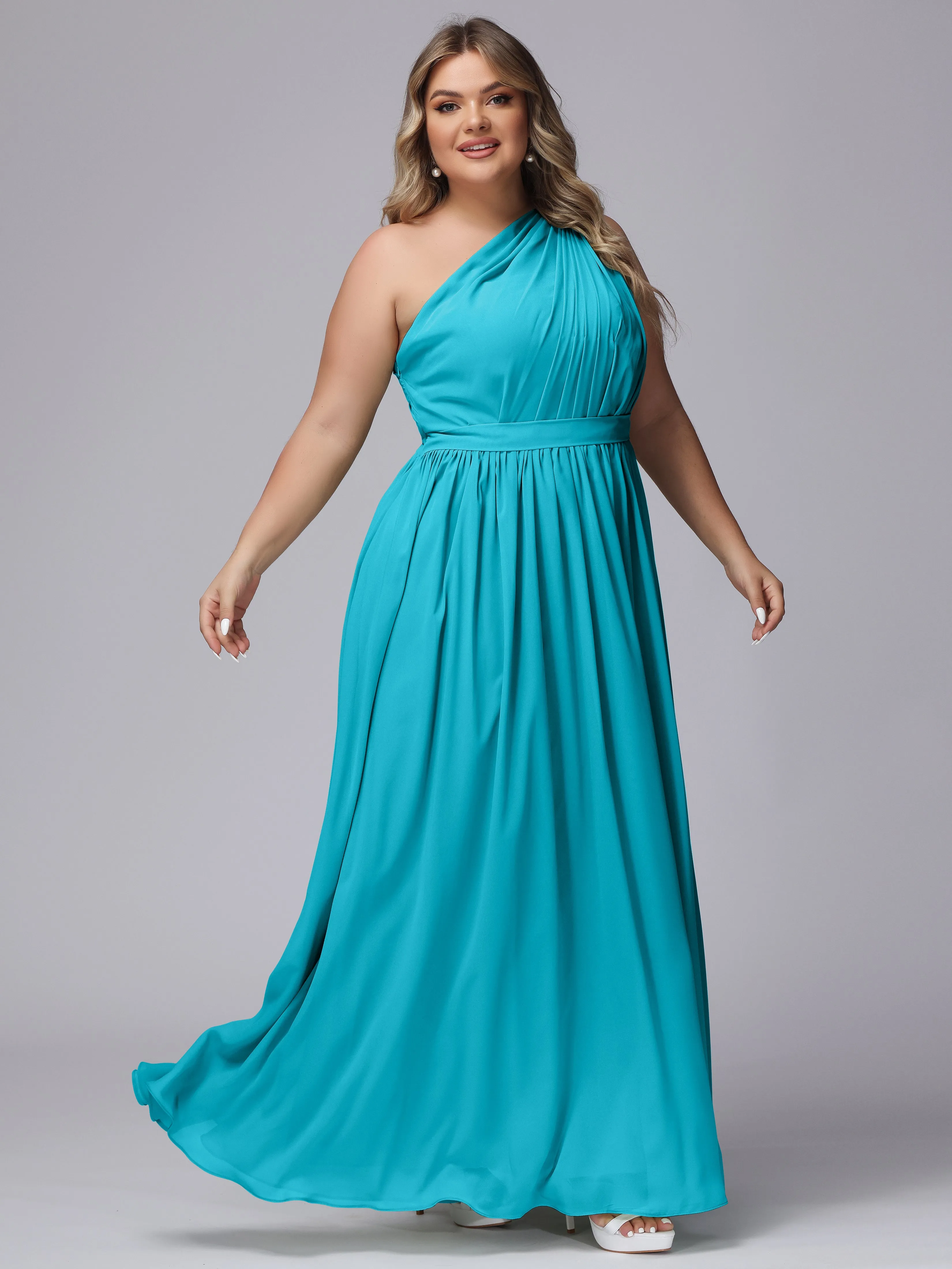 One-shoulder Plus Size Chiffon Bridesmaid Dresses