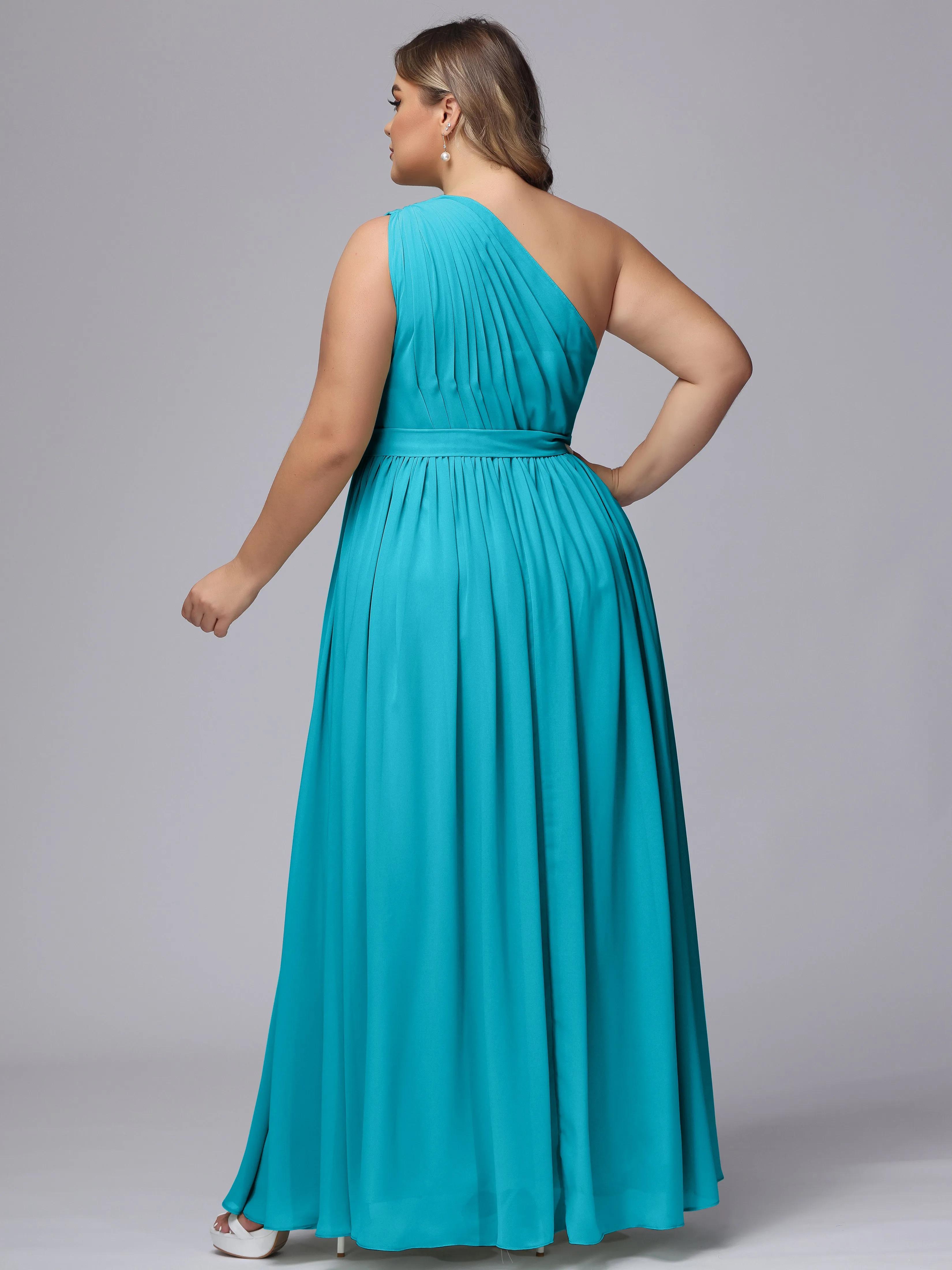 One-shoulder Plus Size Chiffon Bridesmaid Dresses