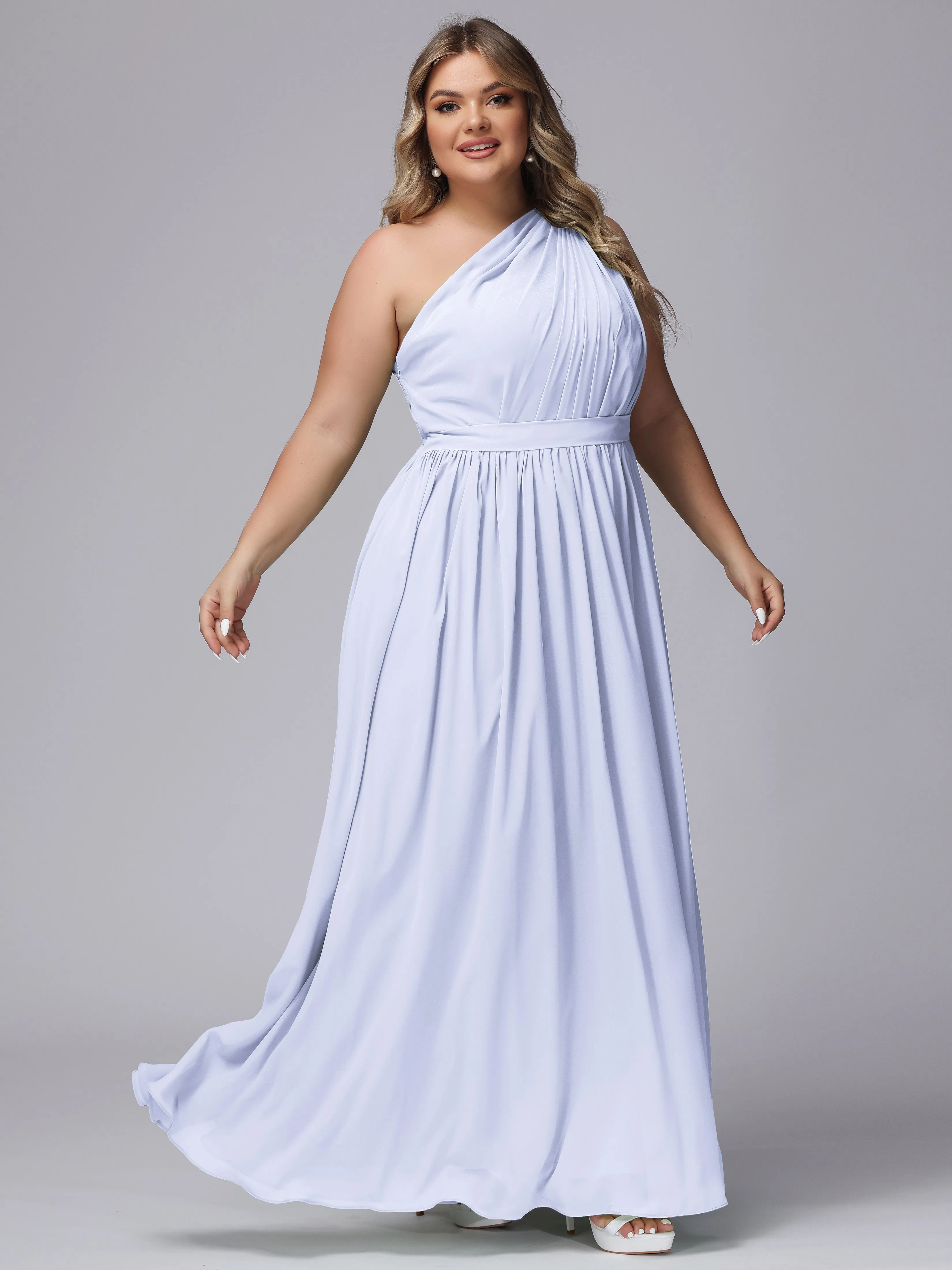 One-shoulder Plus Size Chiffon Bridesmaid Dresses