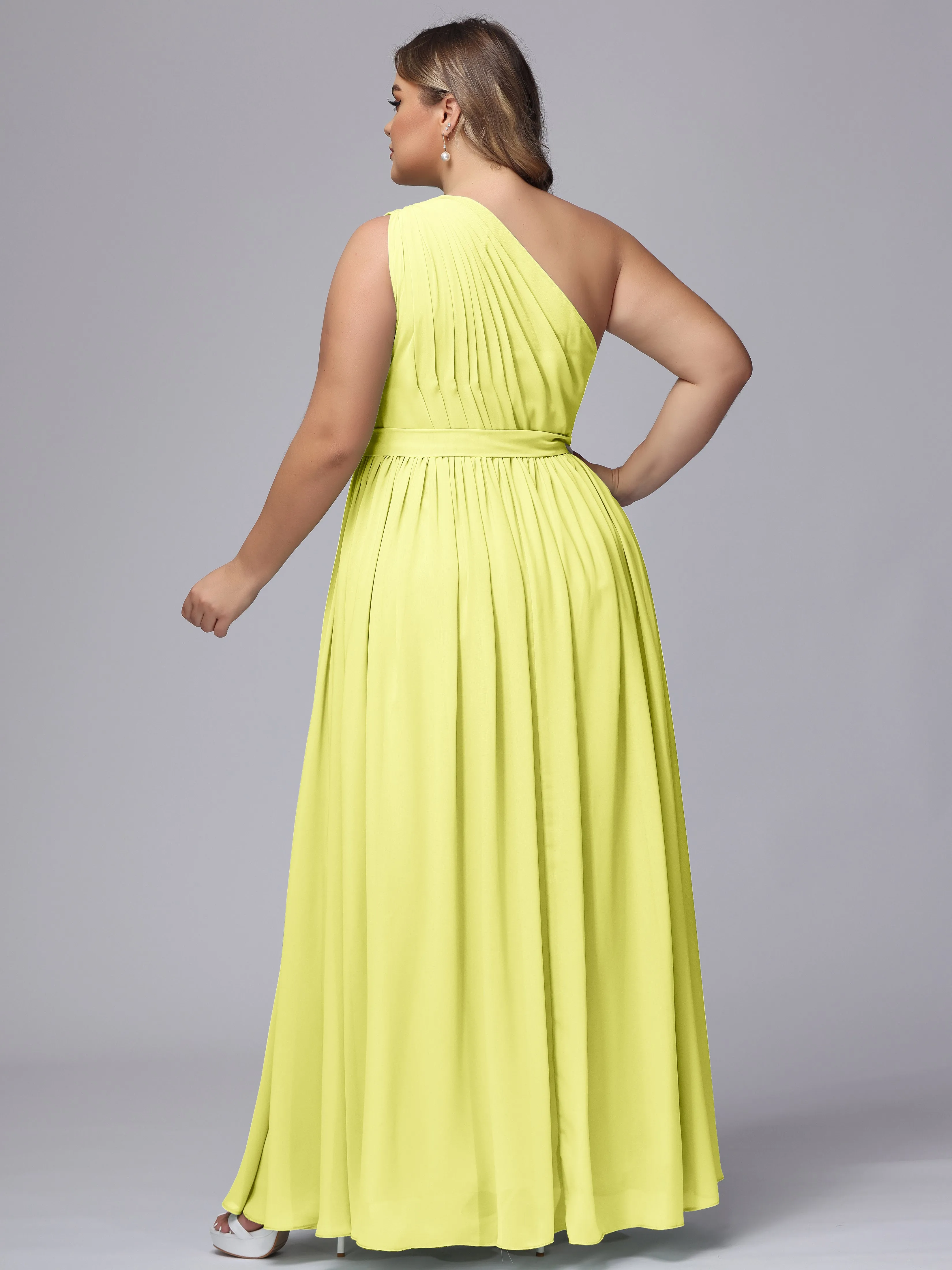 One-shoulder Plus Size Chiffon Bridesmaid Dresses