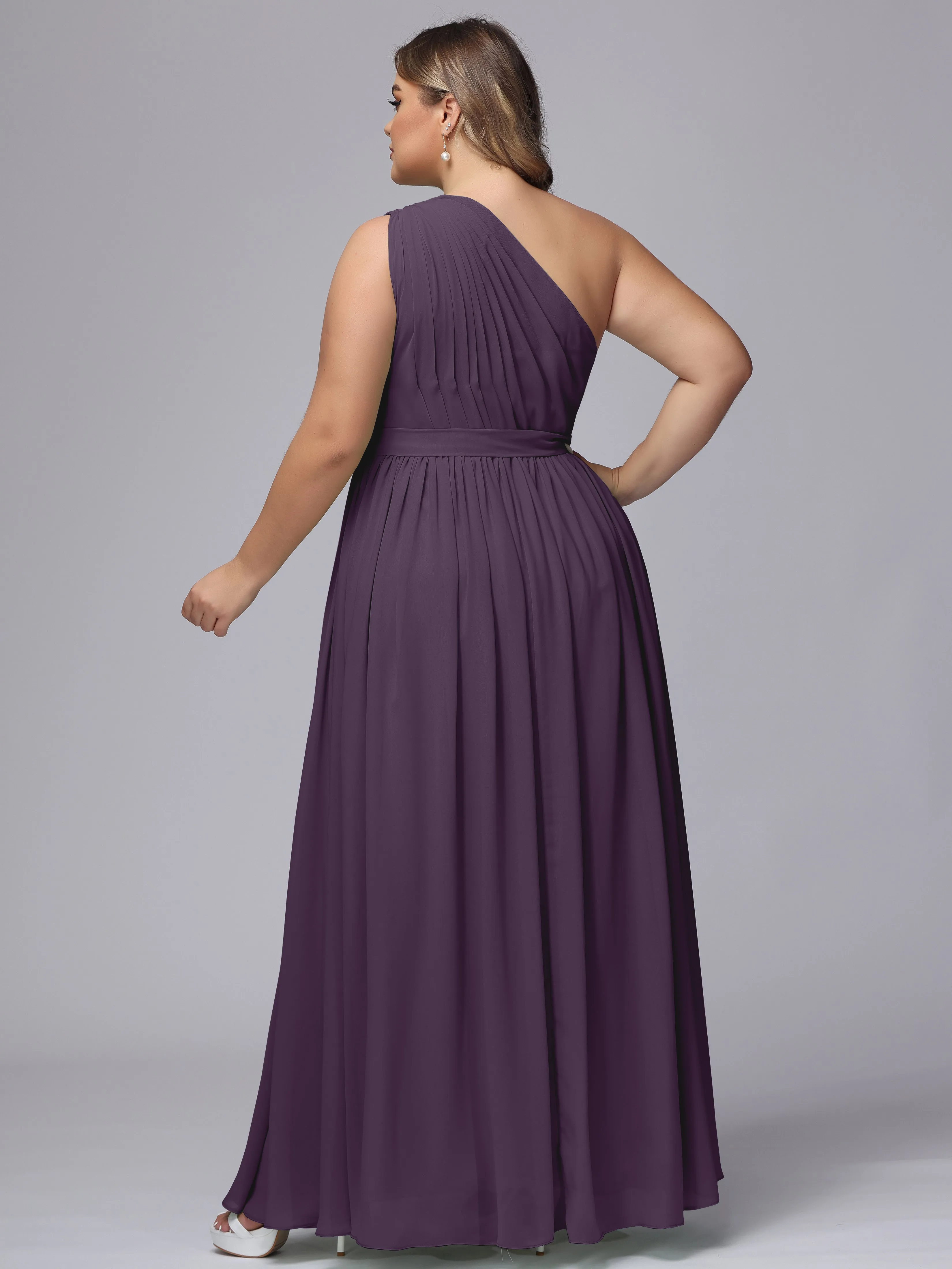 One-shoulder Plus Size Chiffon Bridesmaid Dresses