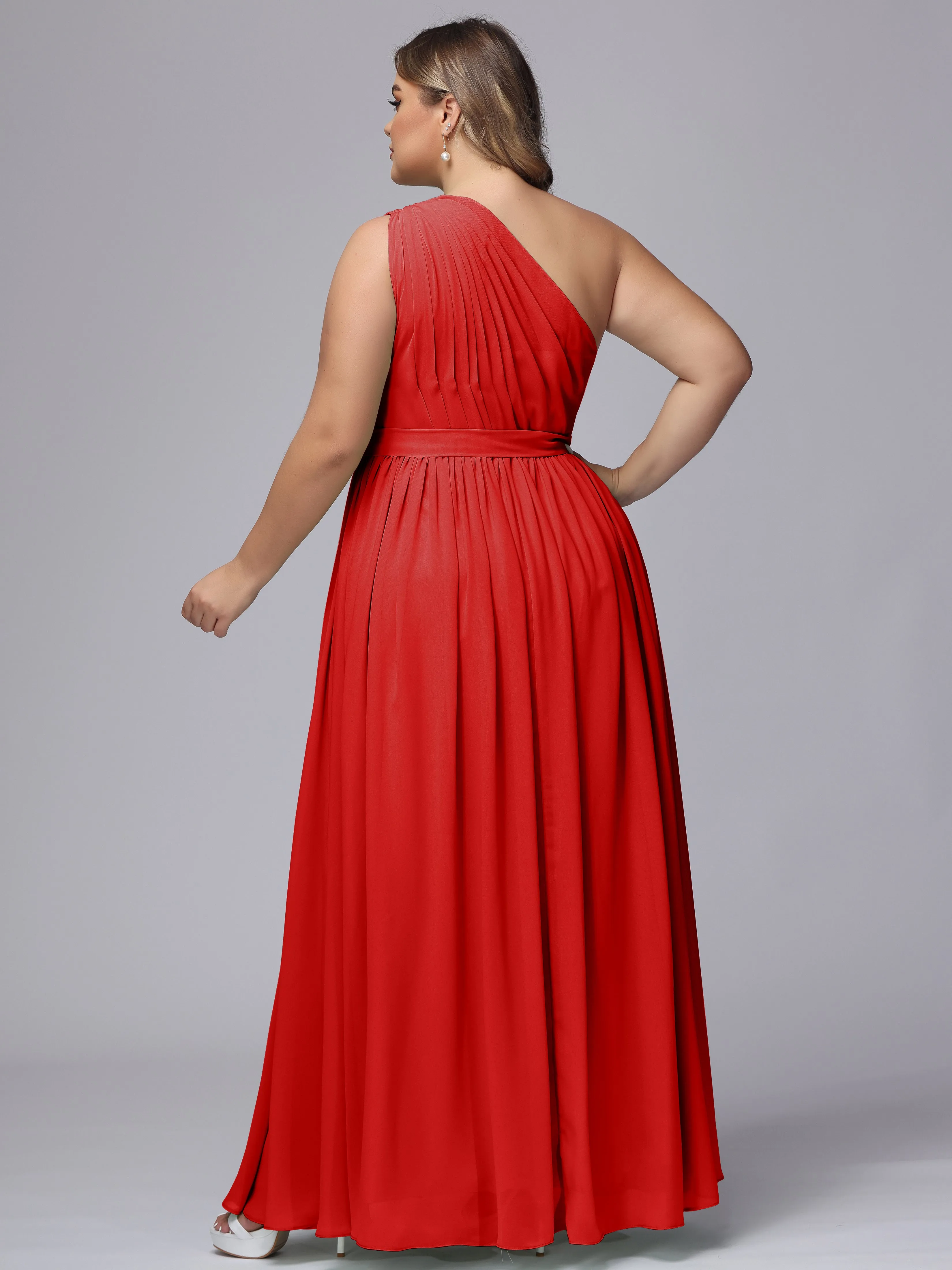 One-shoulder Plus Size Chiffon Bridesmaid Dresses