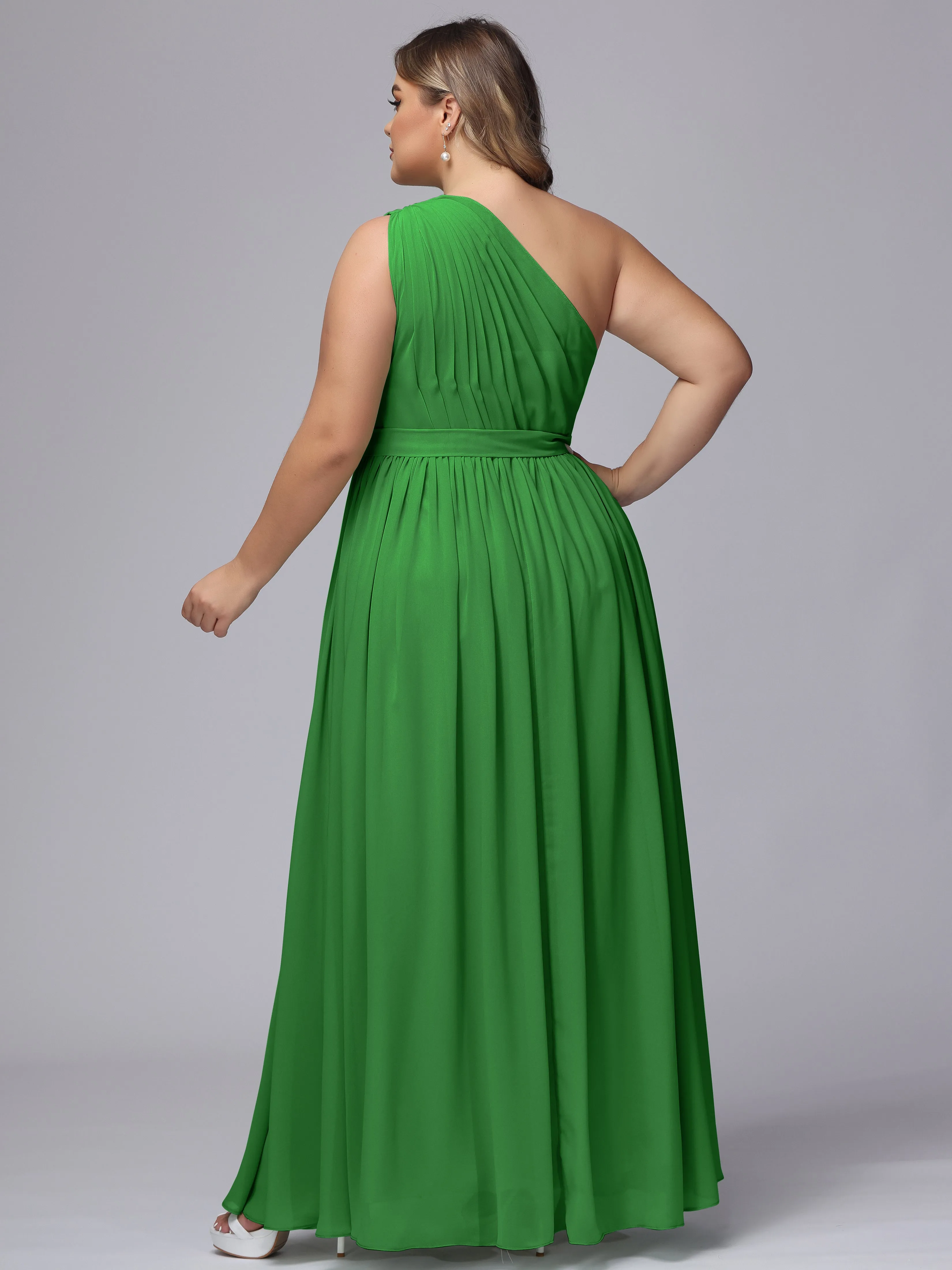 One-shoulder Plus Size Chiffon Bridesmaid Dresses