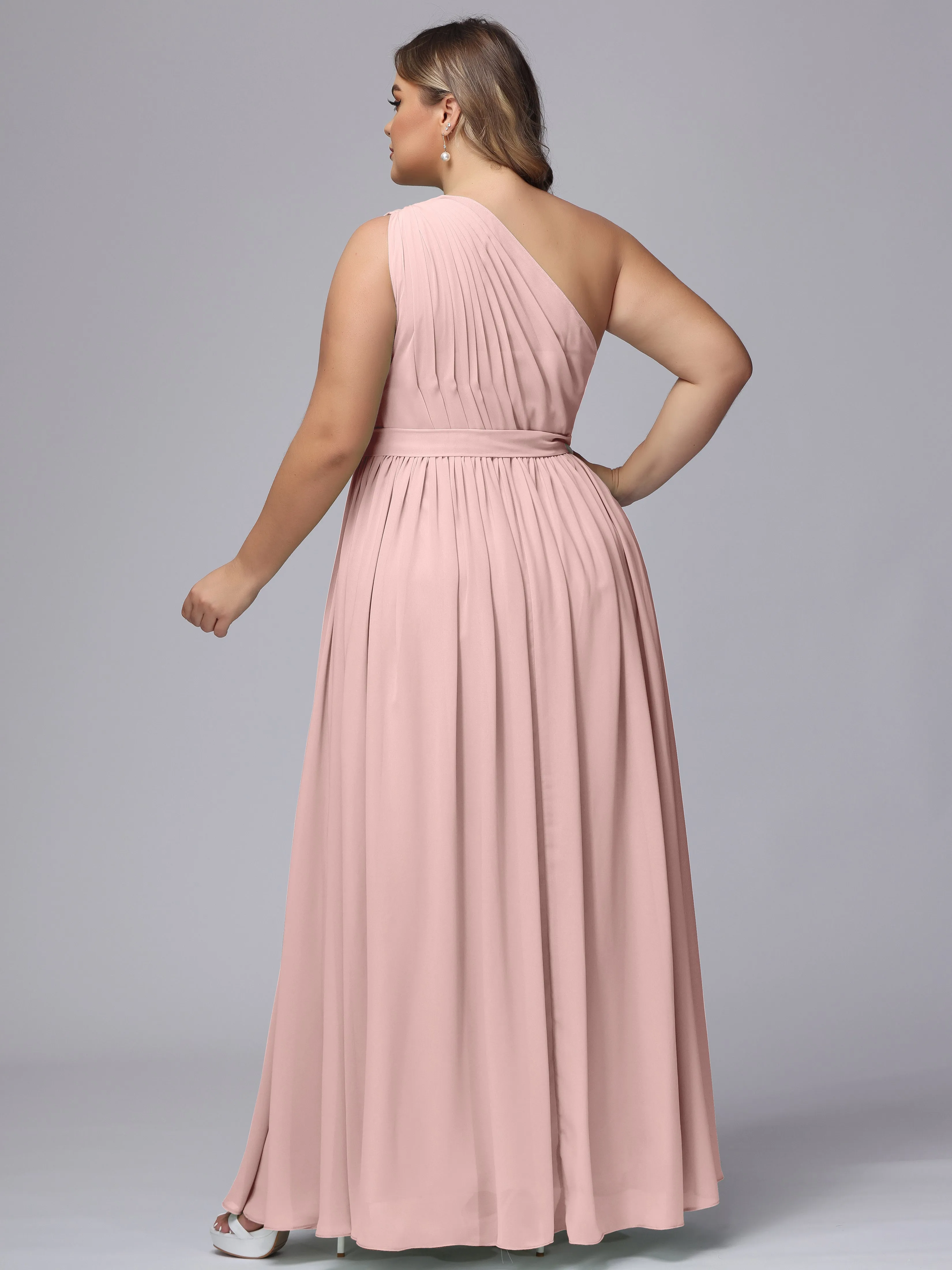 One-shoulder Plus Size Chiffon Bridesmaid Dresses