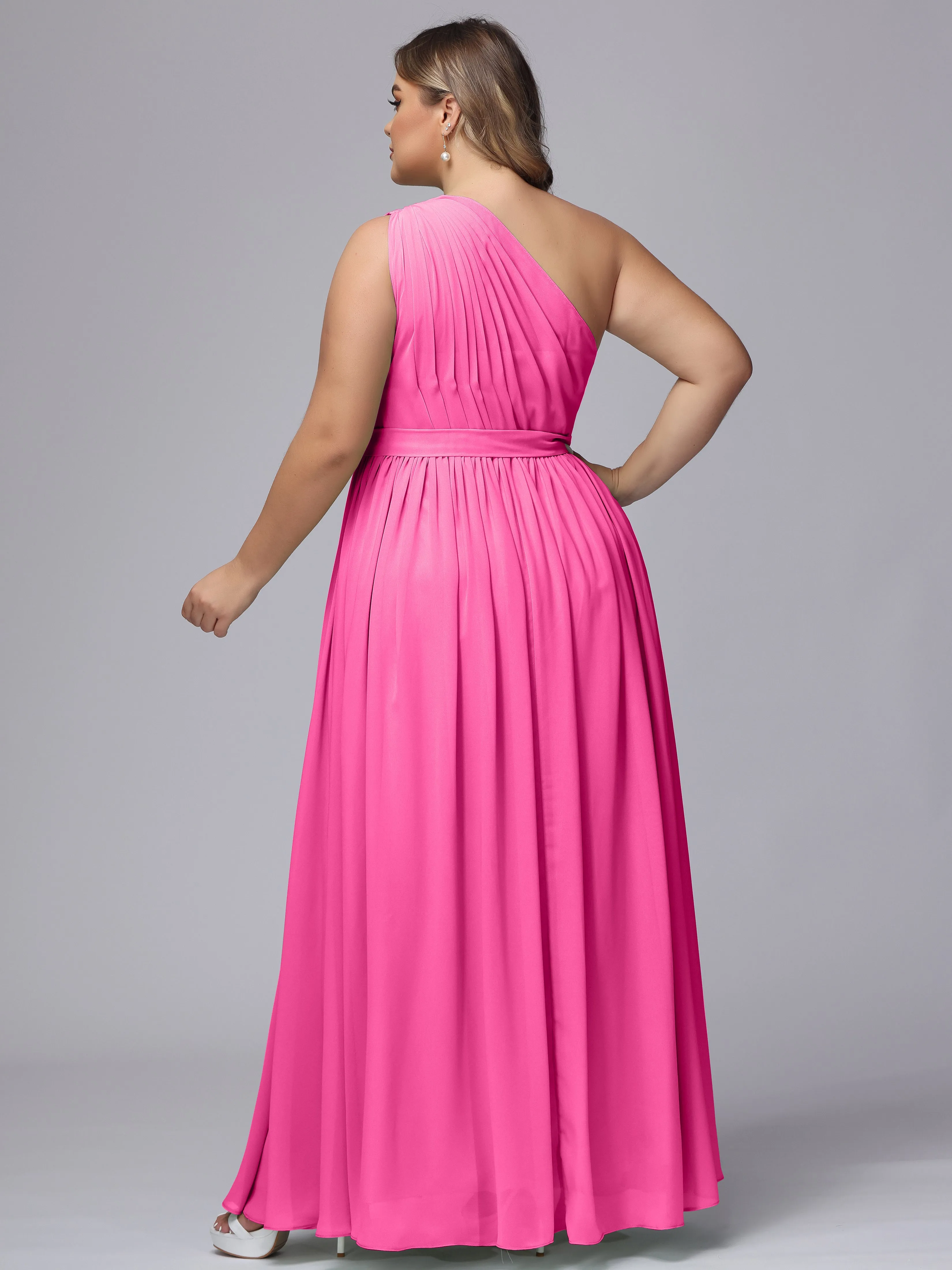 One-shoulder Plus Size Chiffon Bridesmaid Dresses