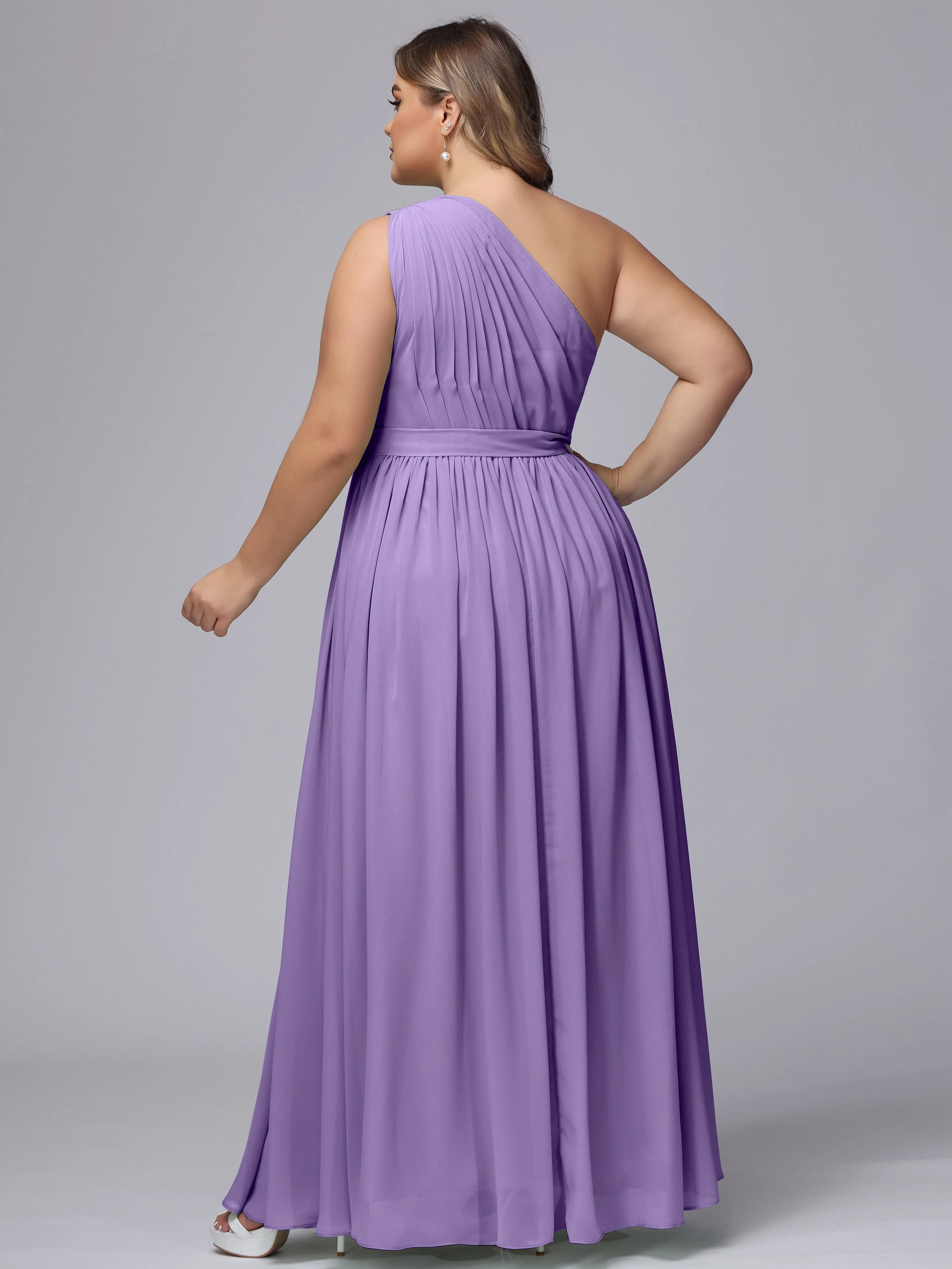 One-shoulder Plus Size Chiffon Bridesmaid Dresses