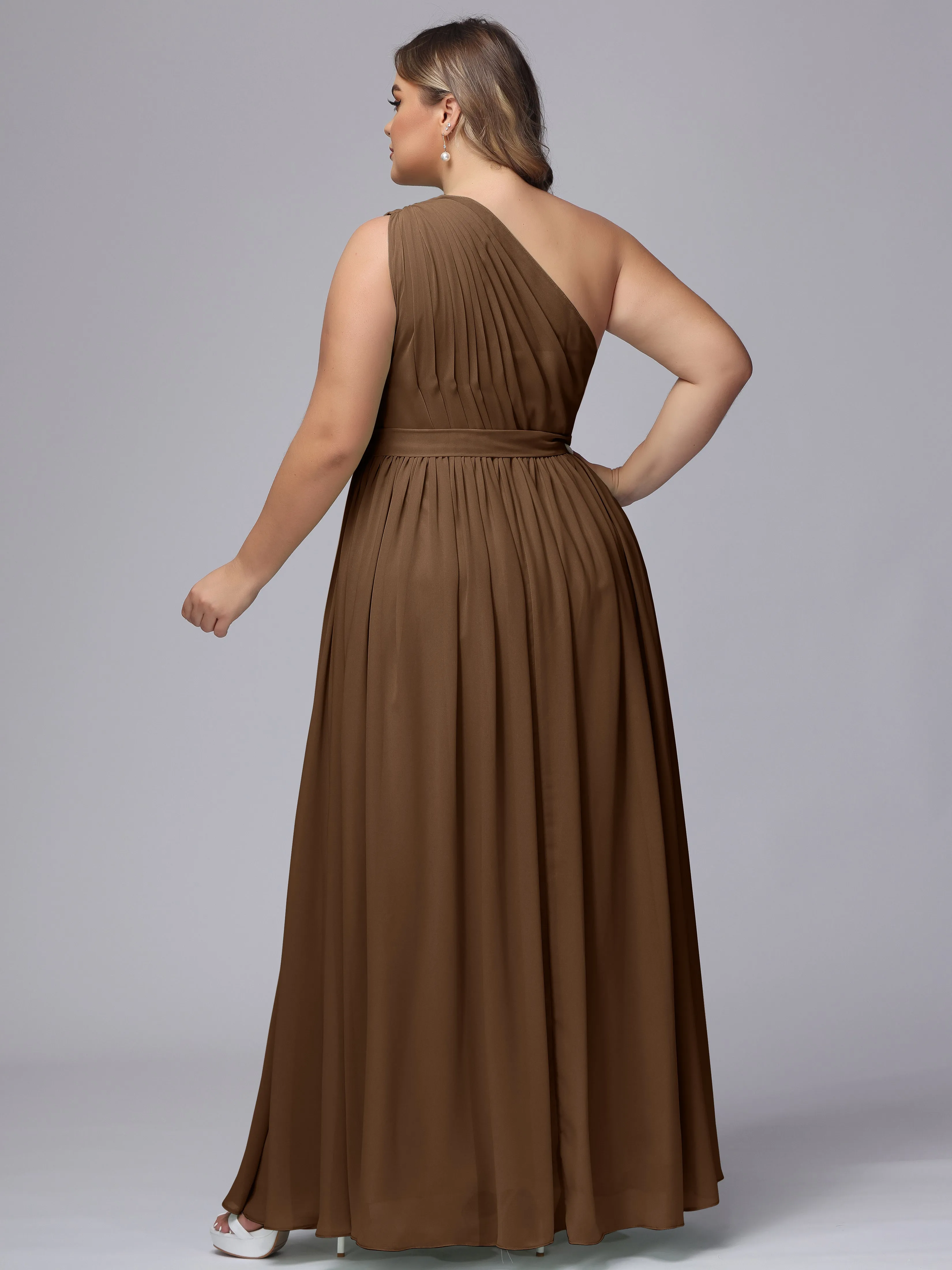 One-shoulder Plus Size Chiffon Bridesmaid Dresses