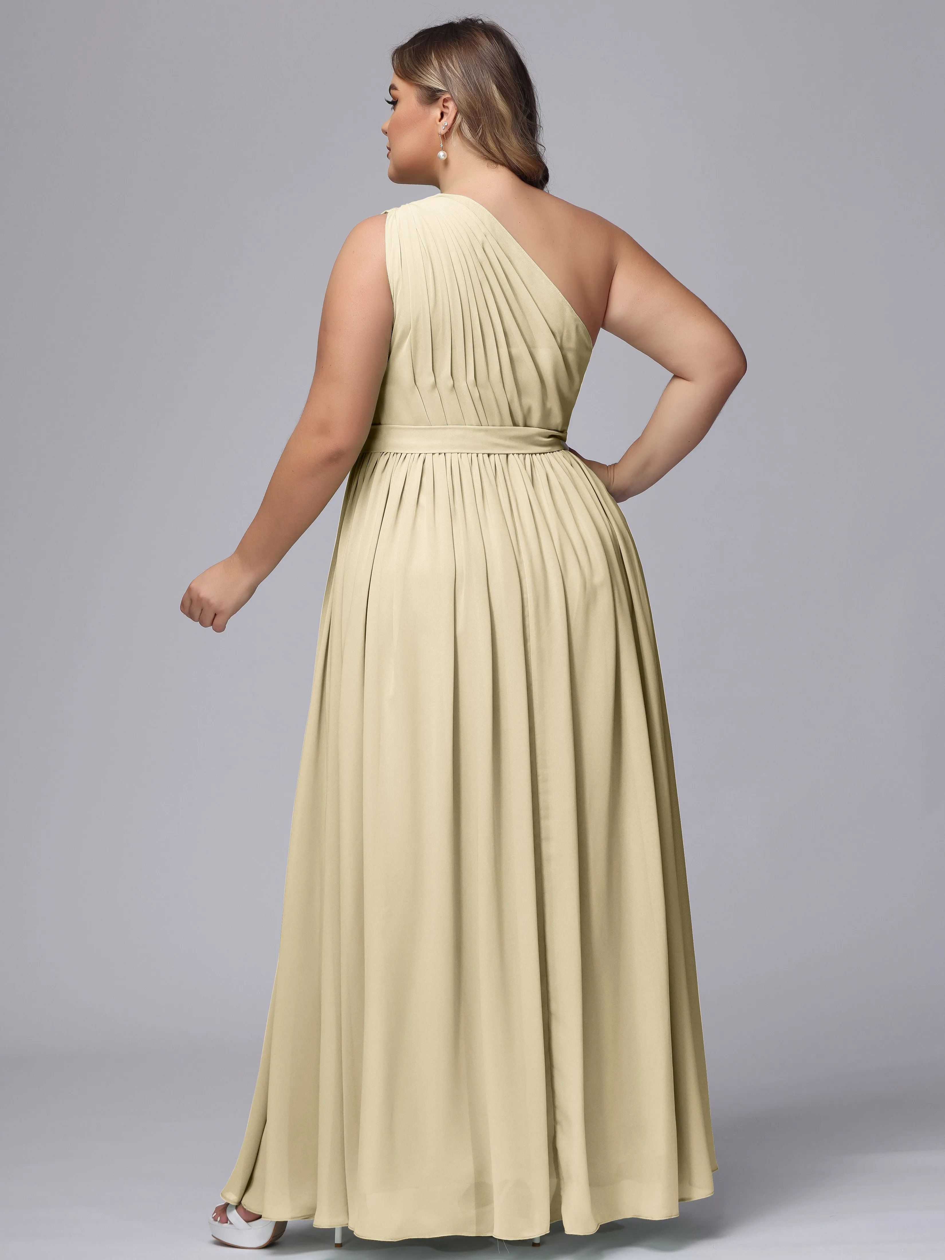 One-shoulder Plus Size Chiffon Bridesmaid Dresses