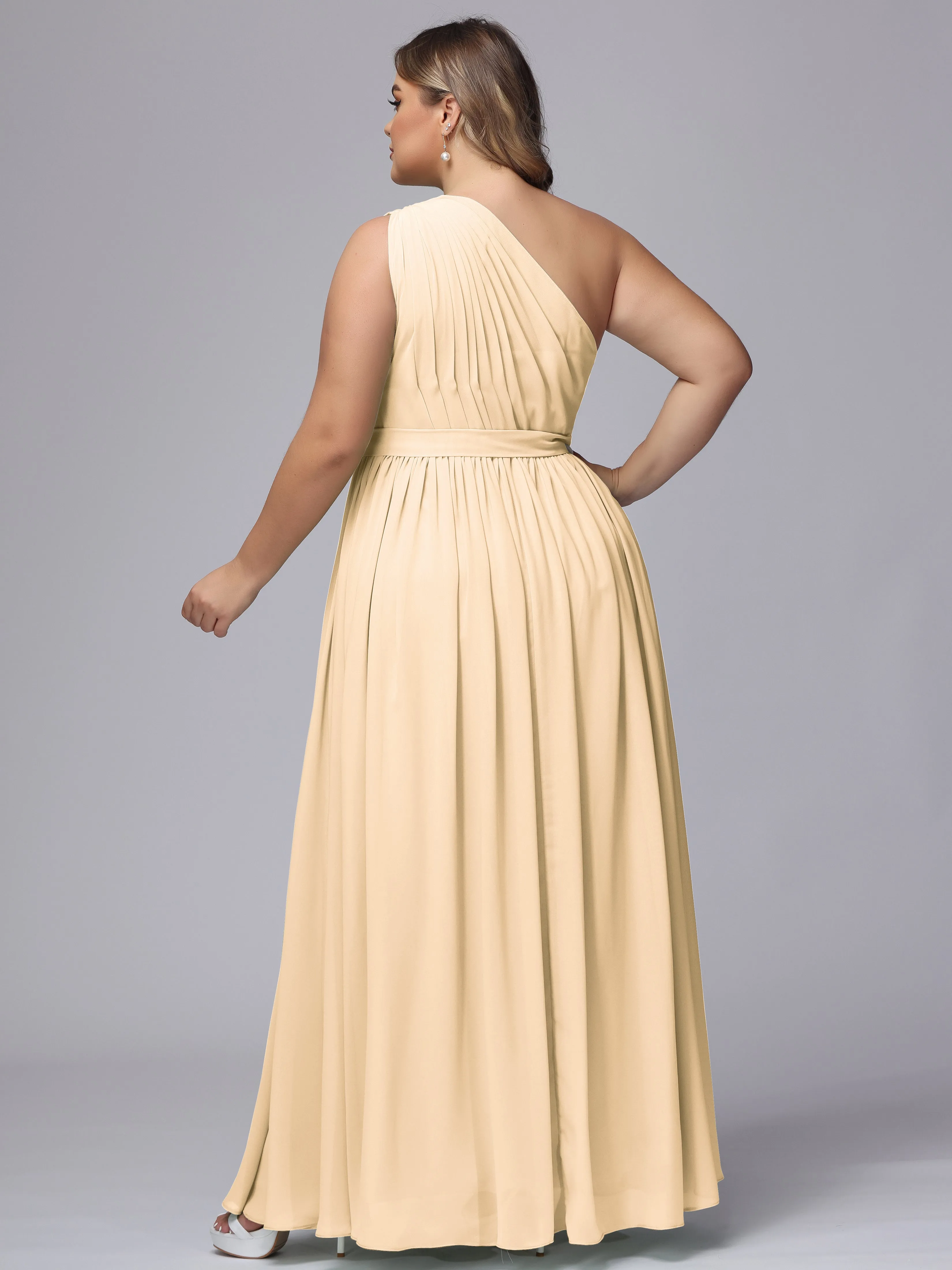 One-shoulder Plus Size Chiffon Bridesmaid Dresses