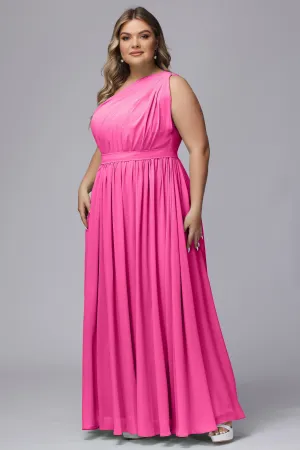 One-shoulder Plus Size Chiffon Bridesmaid Dresses