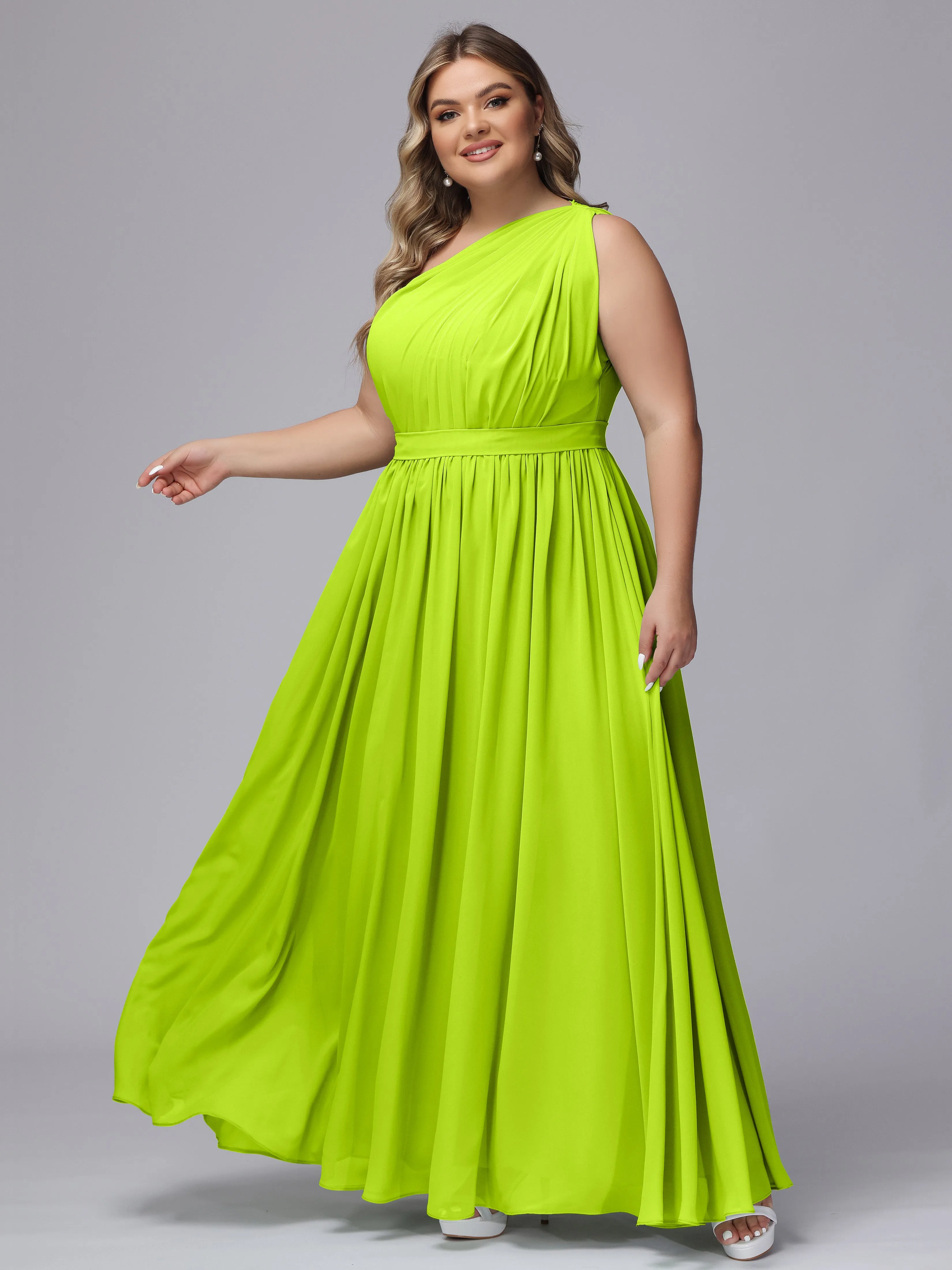 One-shoulder Plus Size Chiffon Bridesmaid Dresses