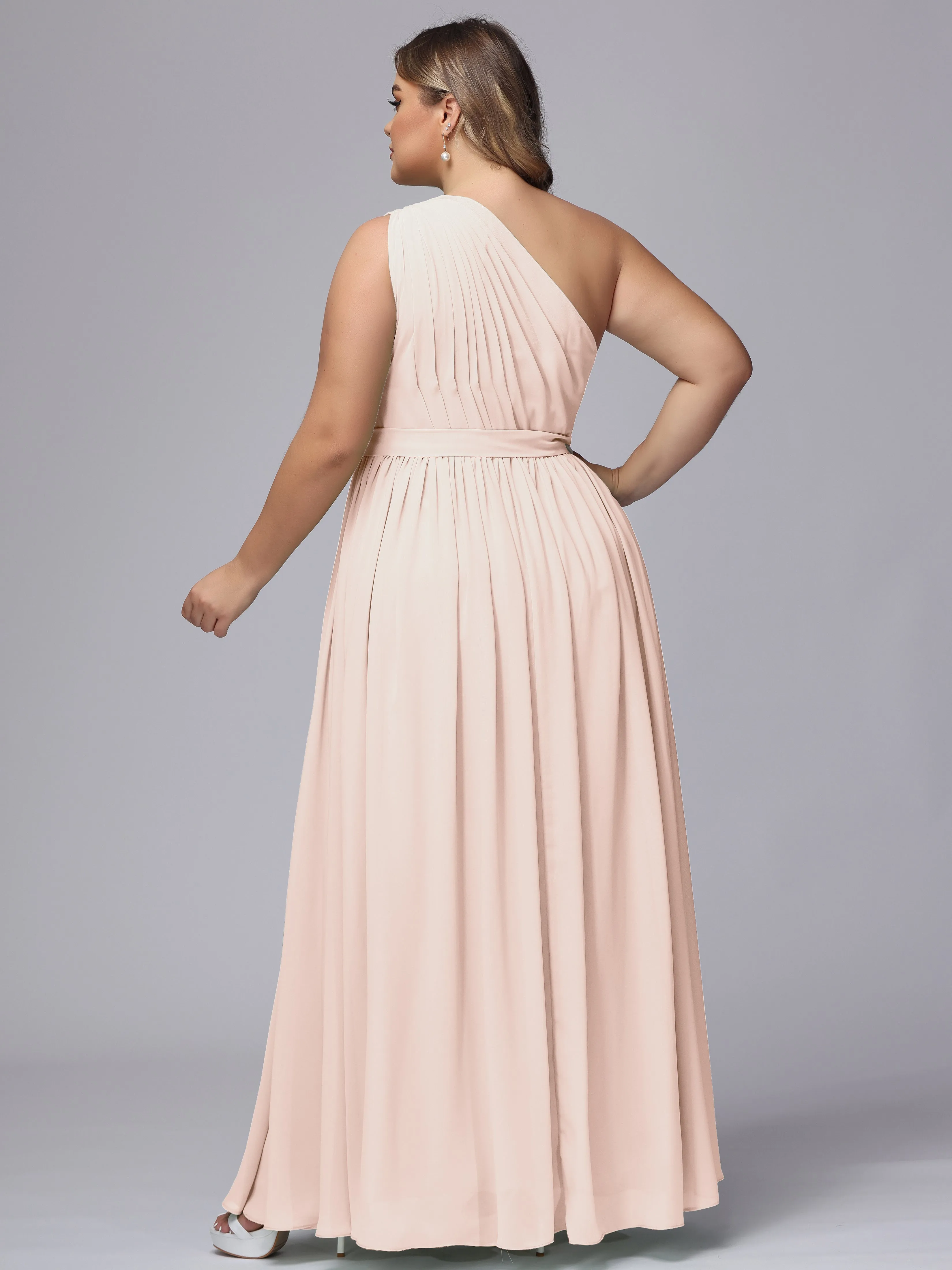 One-shoulder Plus Size Chiffon Bridesmaid Dresses