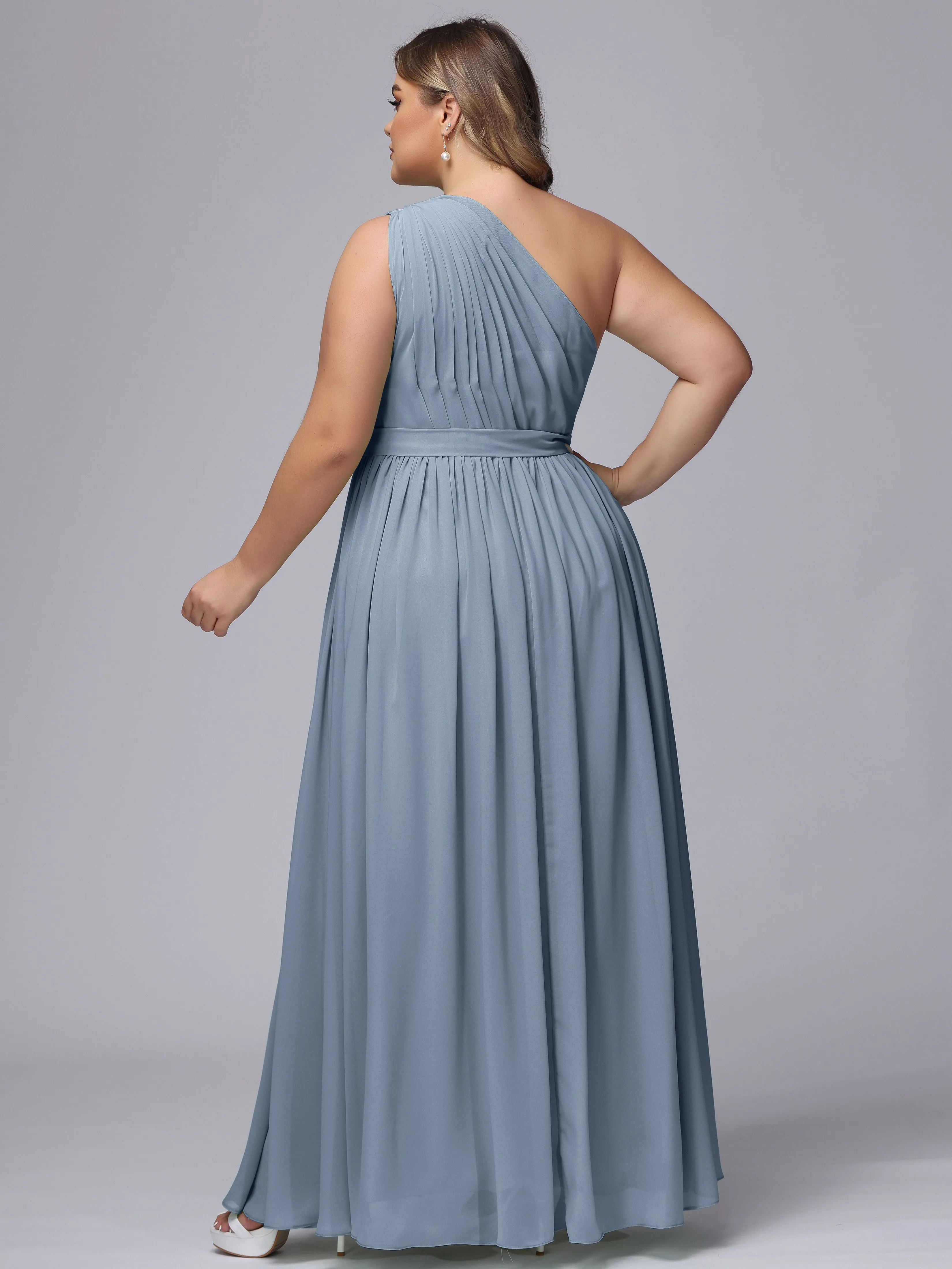One-shoulder Plus Size Chiffon Bridesmaid Dresses