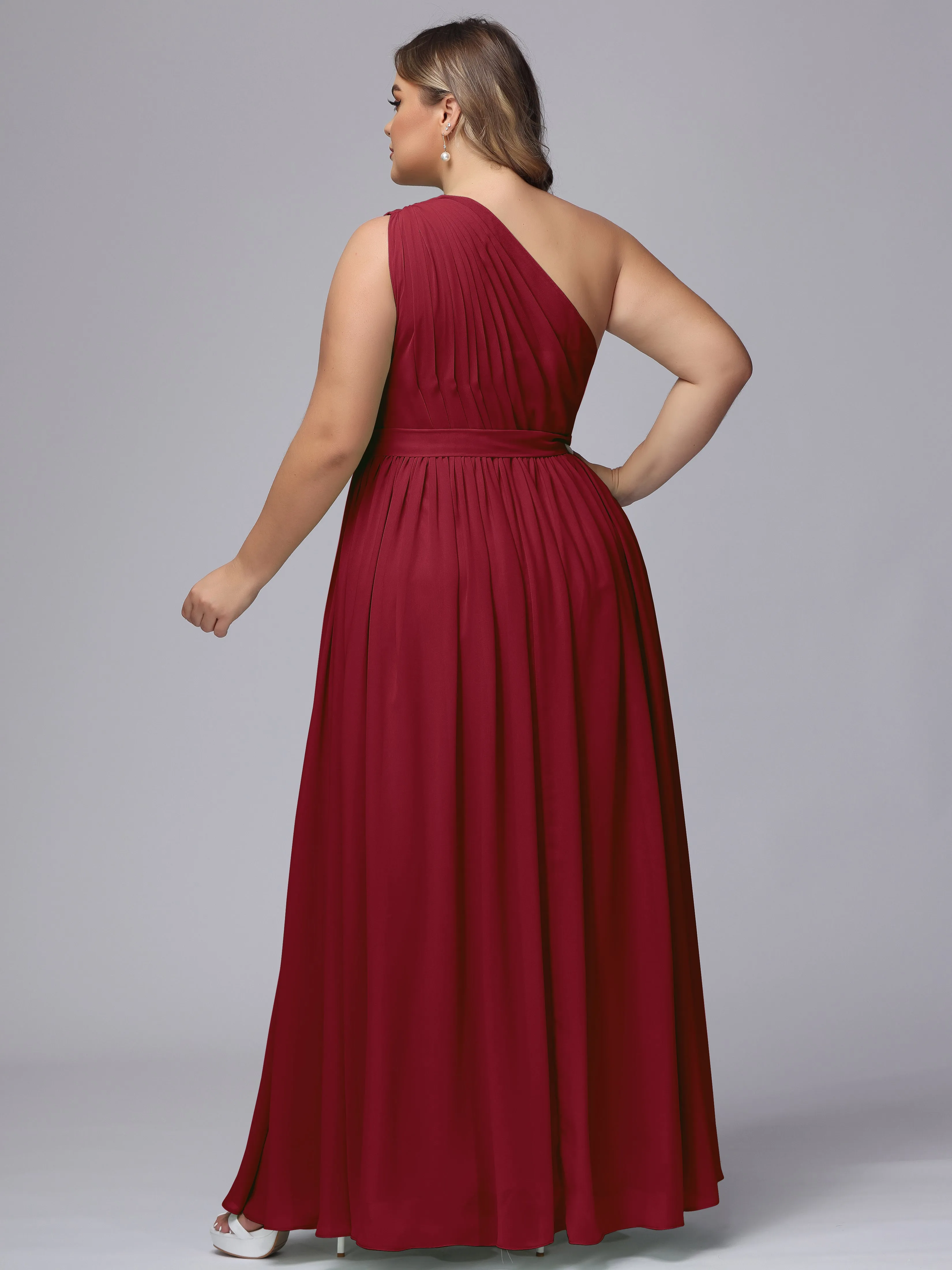 One-shoulder Plus Size Chiffon Bridesmaid Dresses