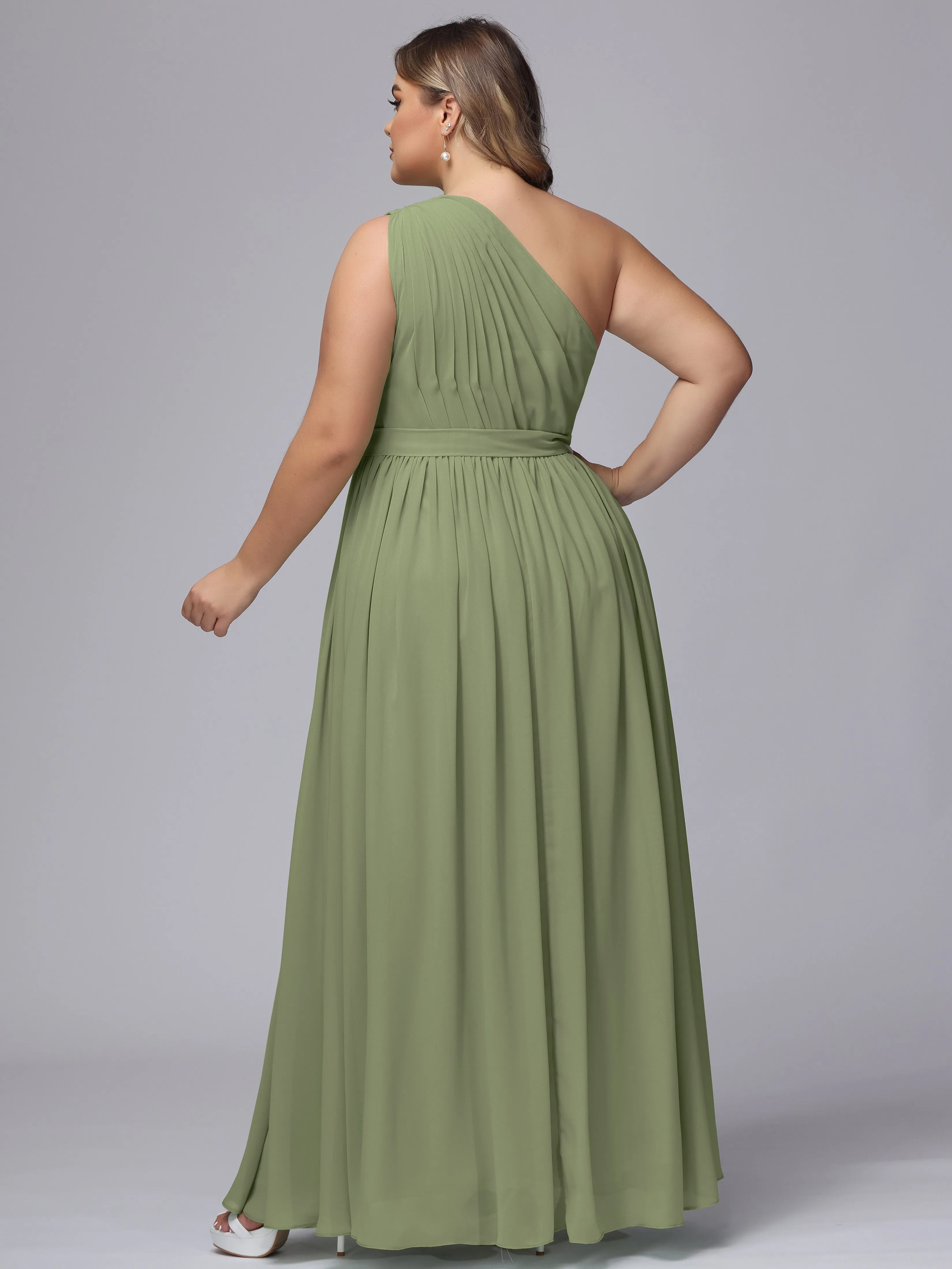 One-shoulder Plus Size Chiffon Bridesmaid Dresses
