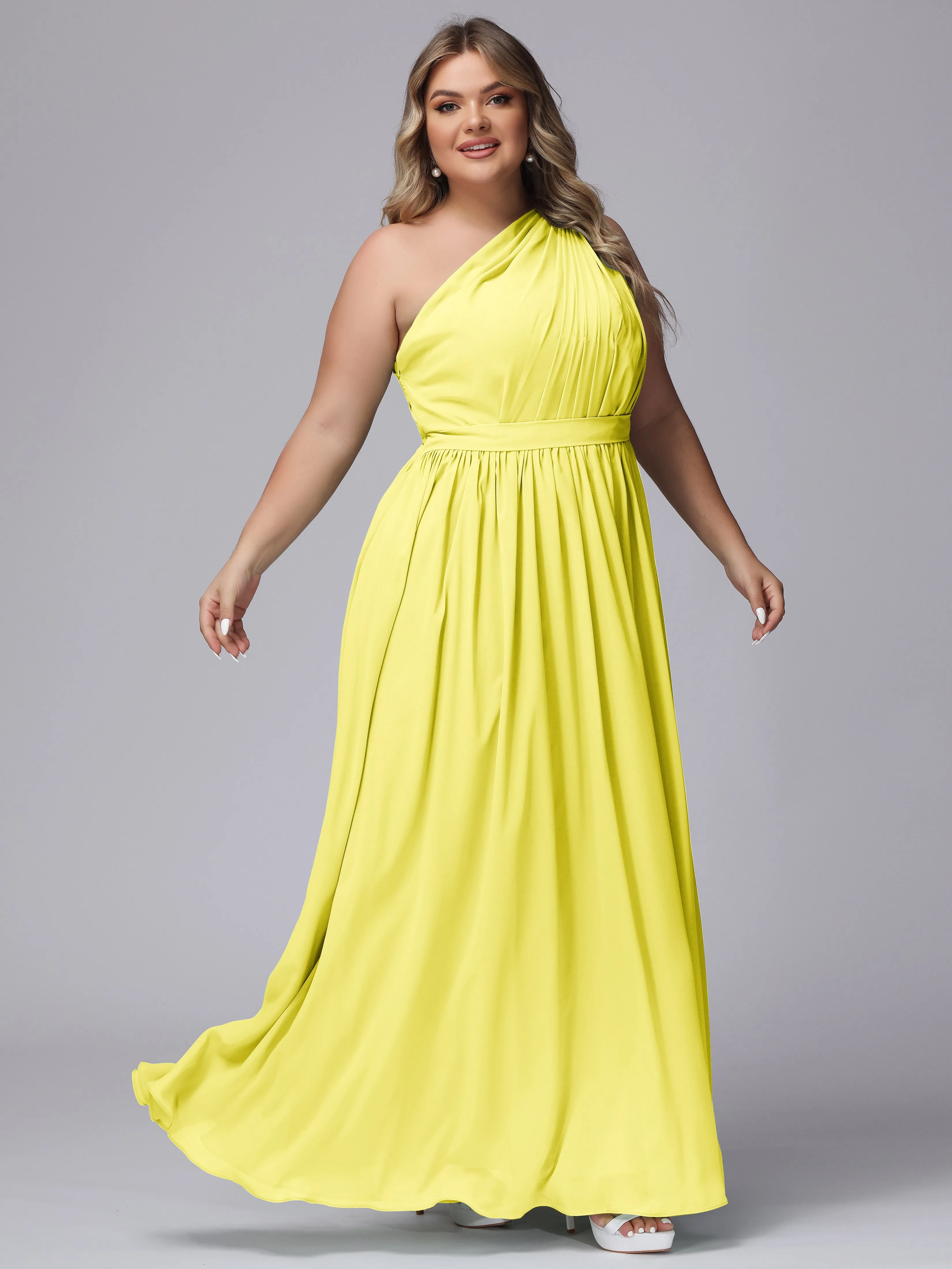 One-shoulder Plus Size Chiffon Bridesmaid Dresses