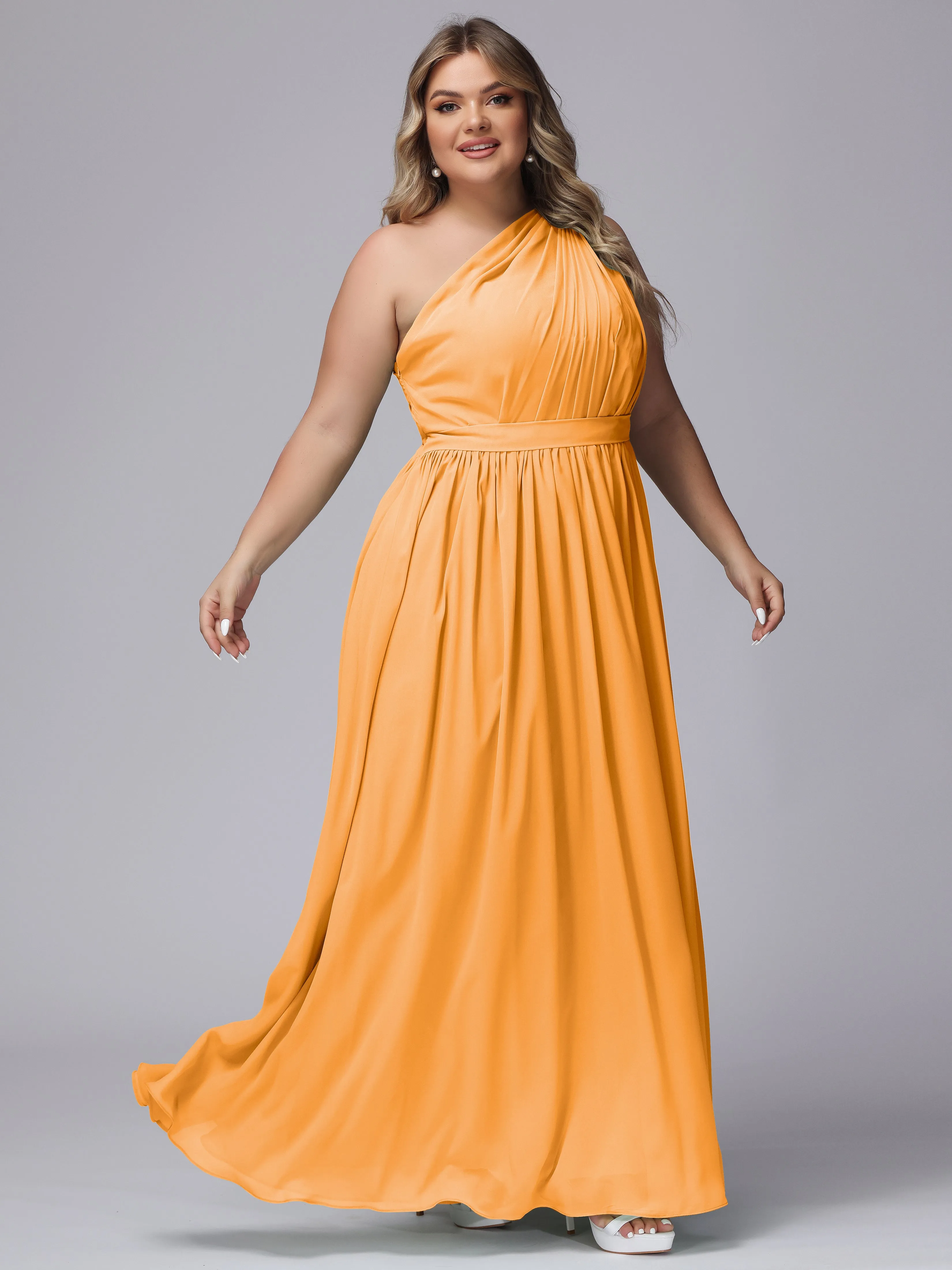 One-shoulder Plus Size Chiffon Bridesmaid Dresses