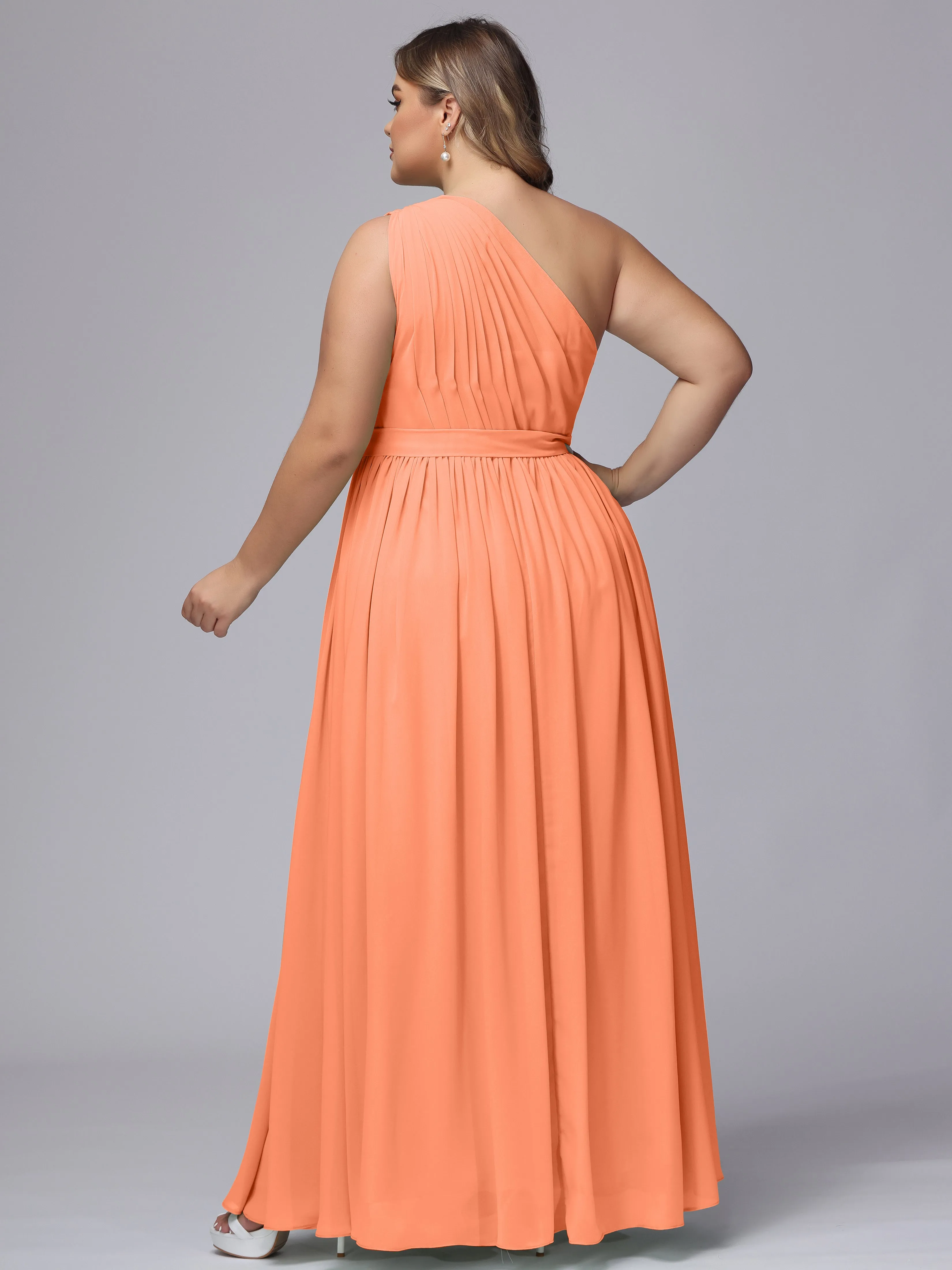 One-shoulder Plus Size Chiffon Bridesmaid Dresses