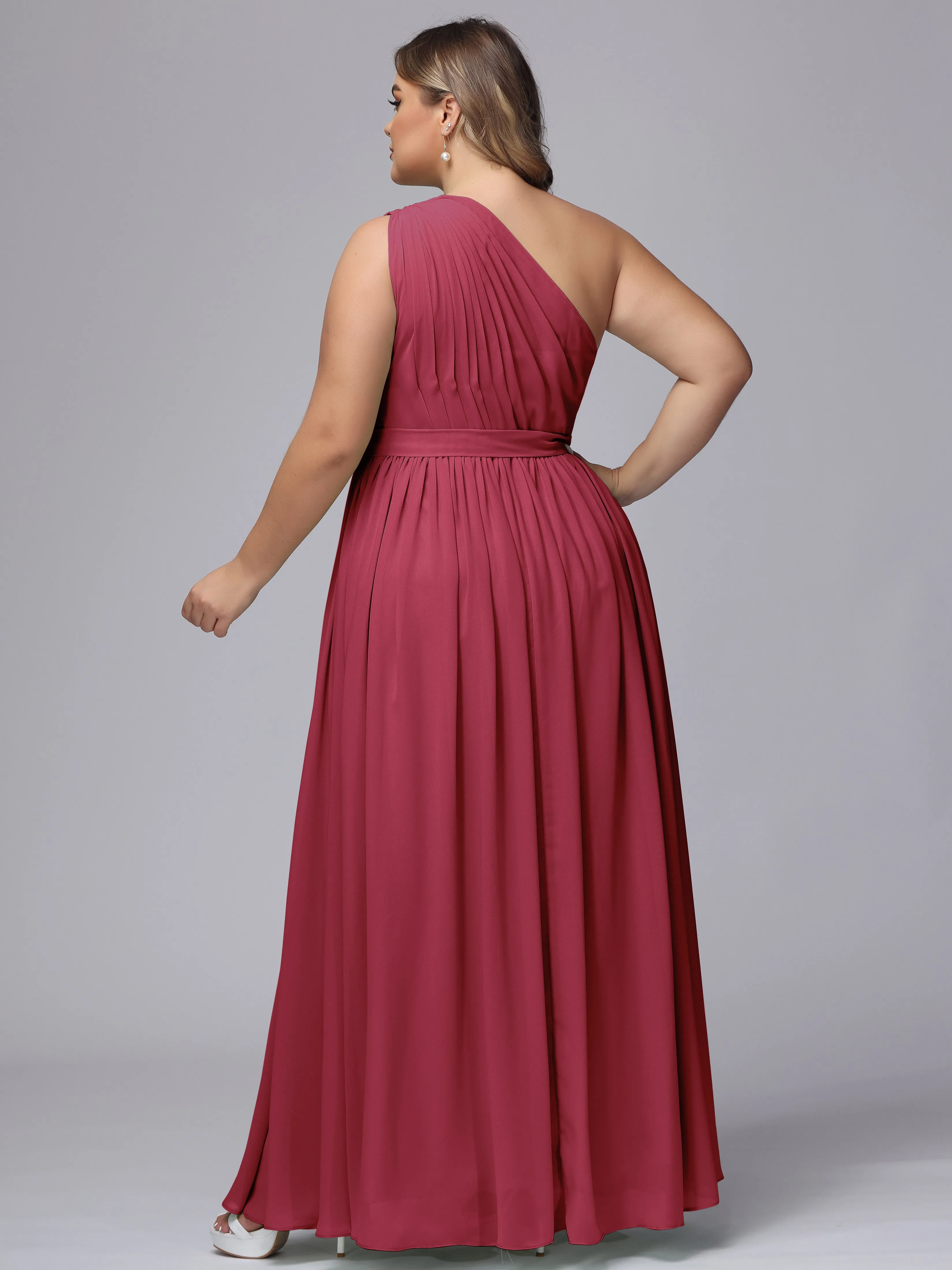 One-shoulder Plus Size Chiffon Bridesmaid Dresses