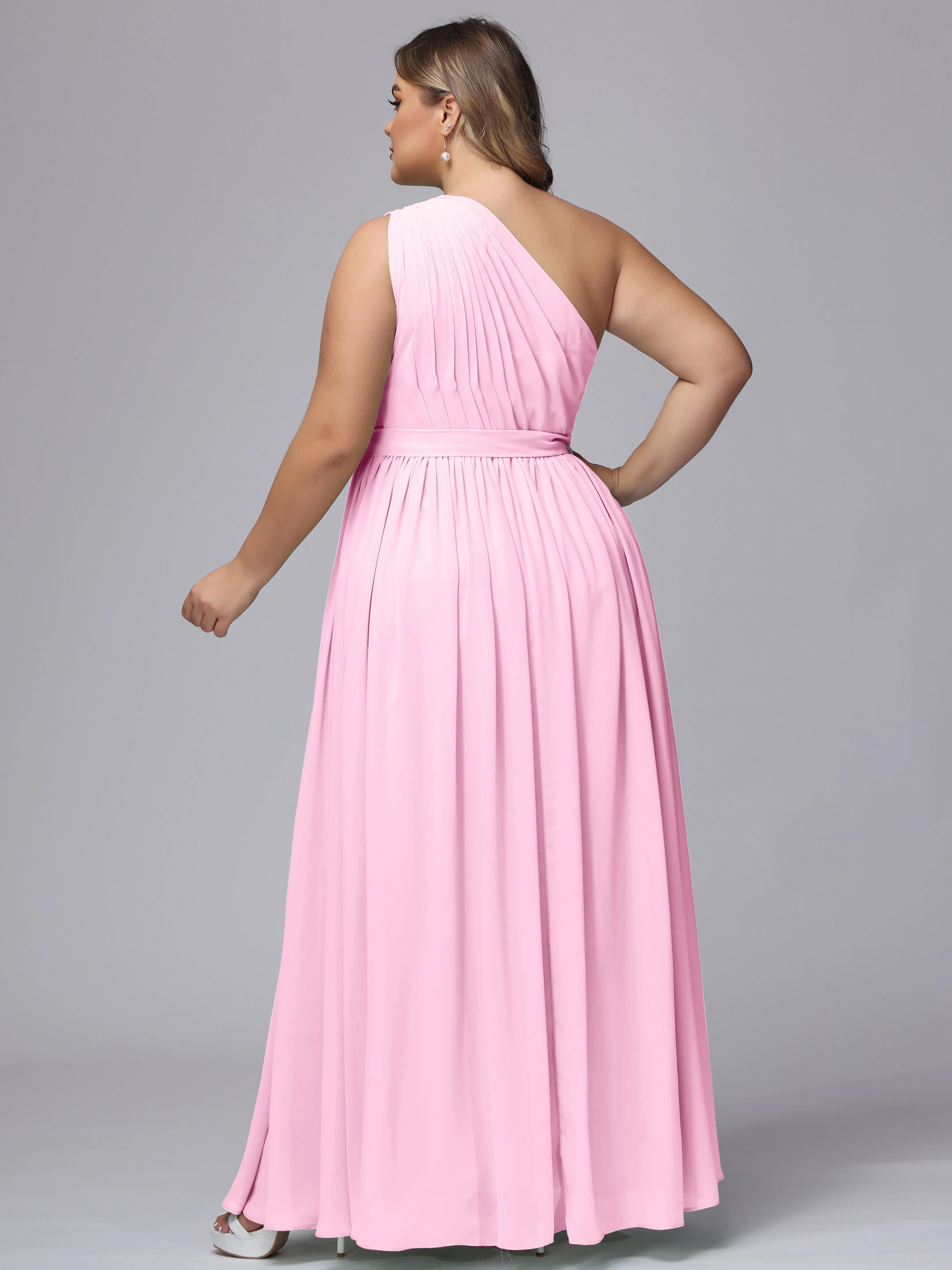 One-shoulder Plus Size Chiffon Bridesmaid Dresses
