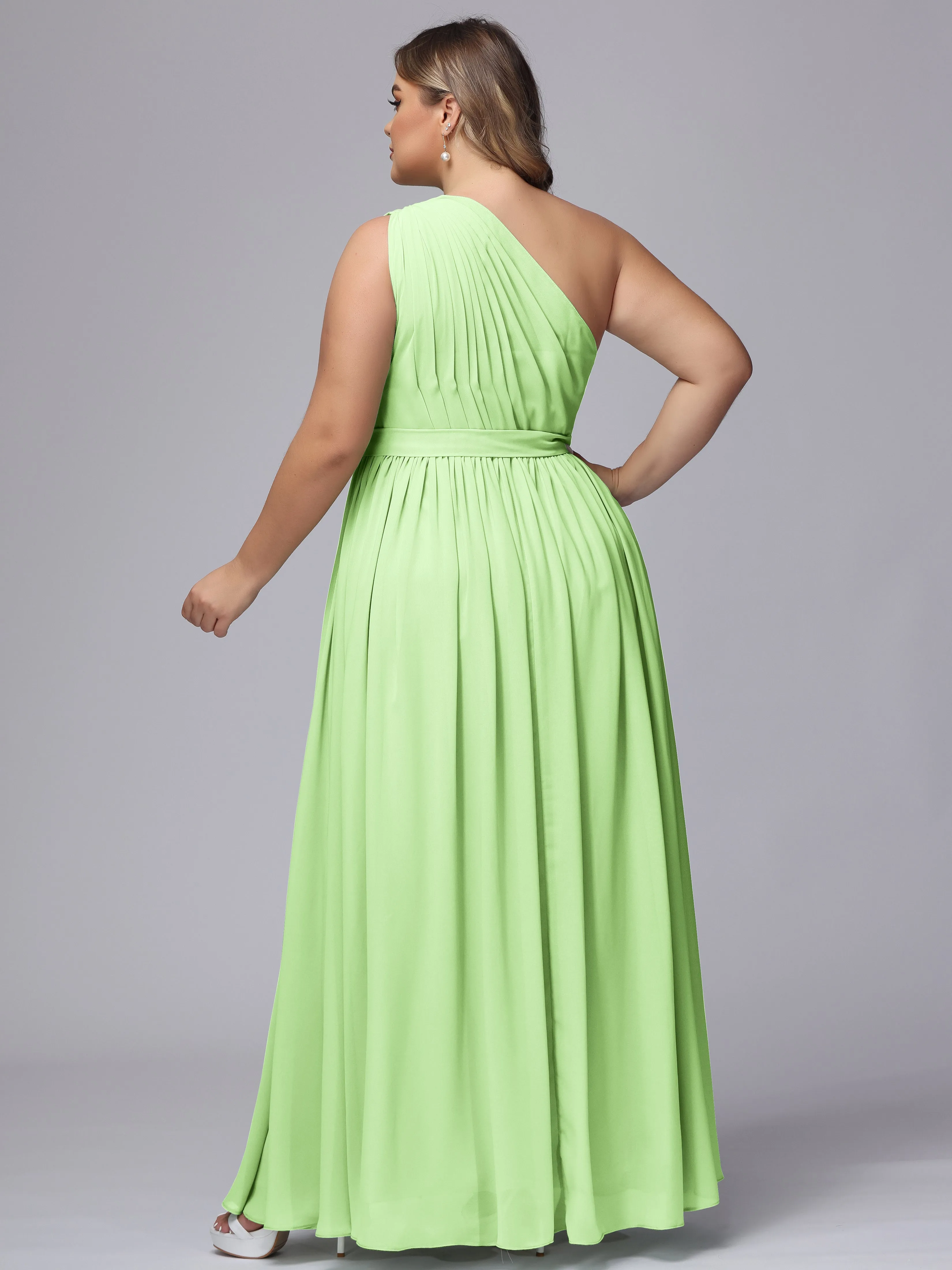 One-shoulder Plus Size Chiffon Bridesmaid Dresses