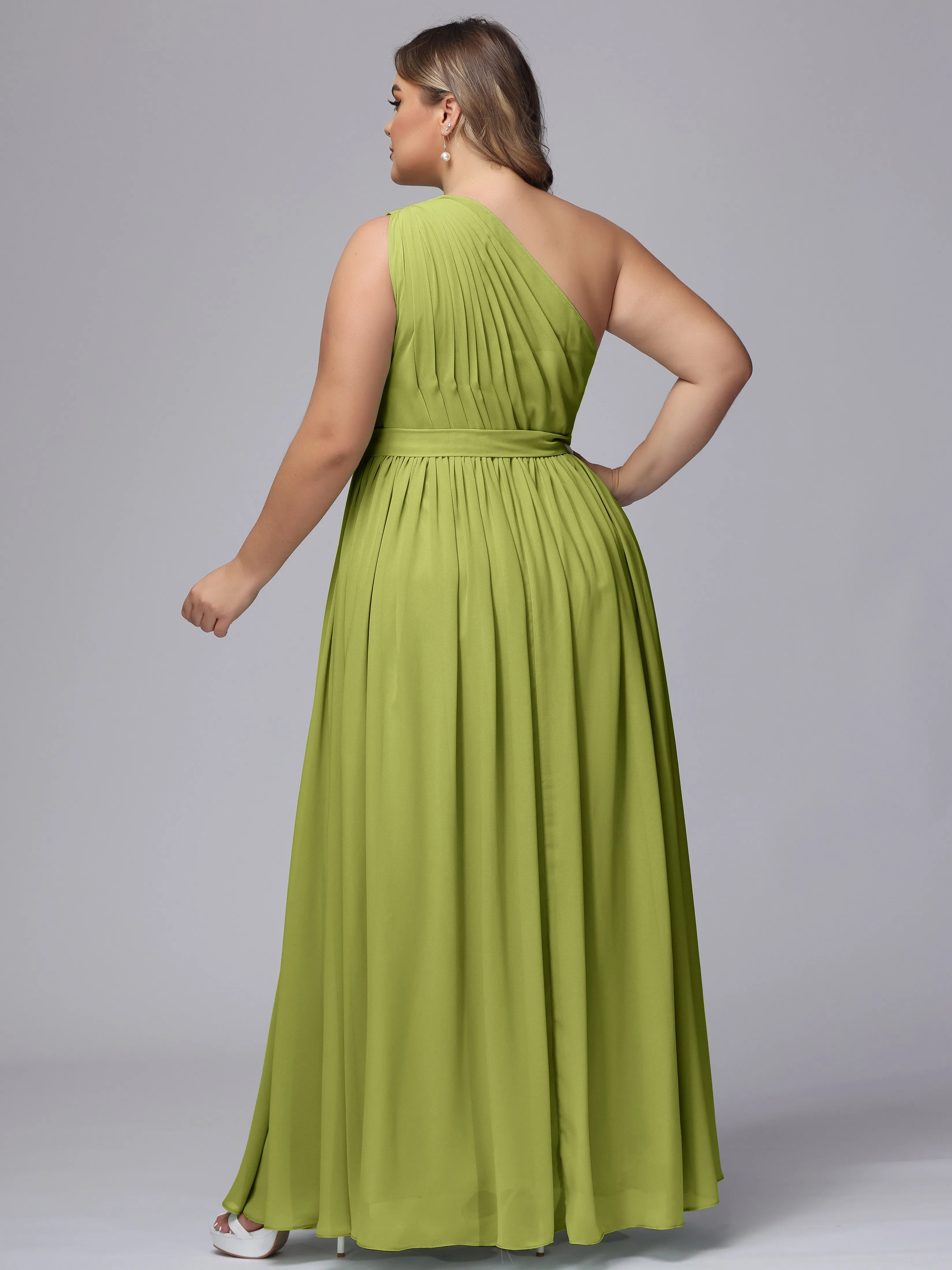 One-shoulder Plus Size Chiffon Bridesmaid Dresses