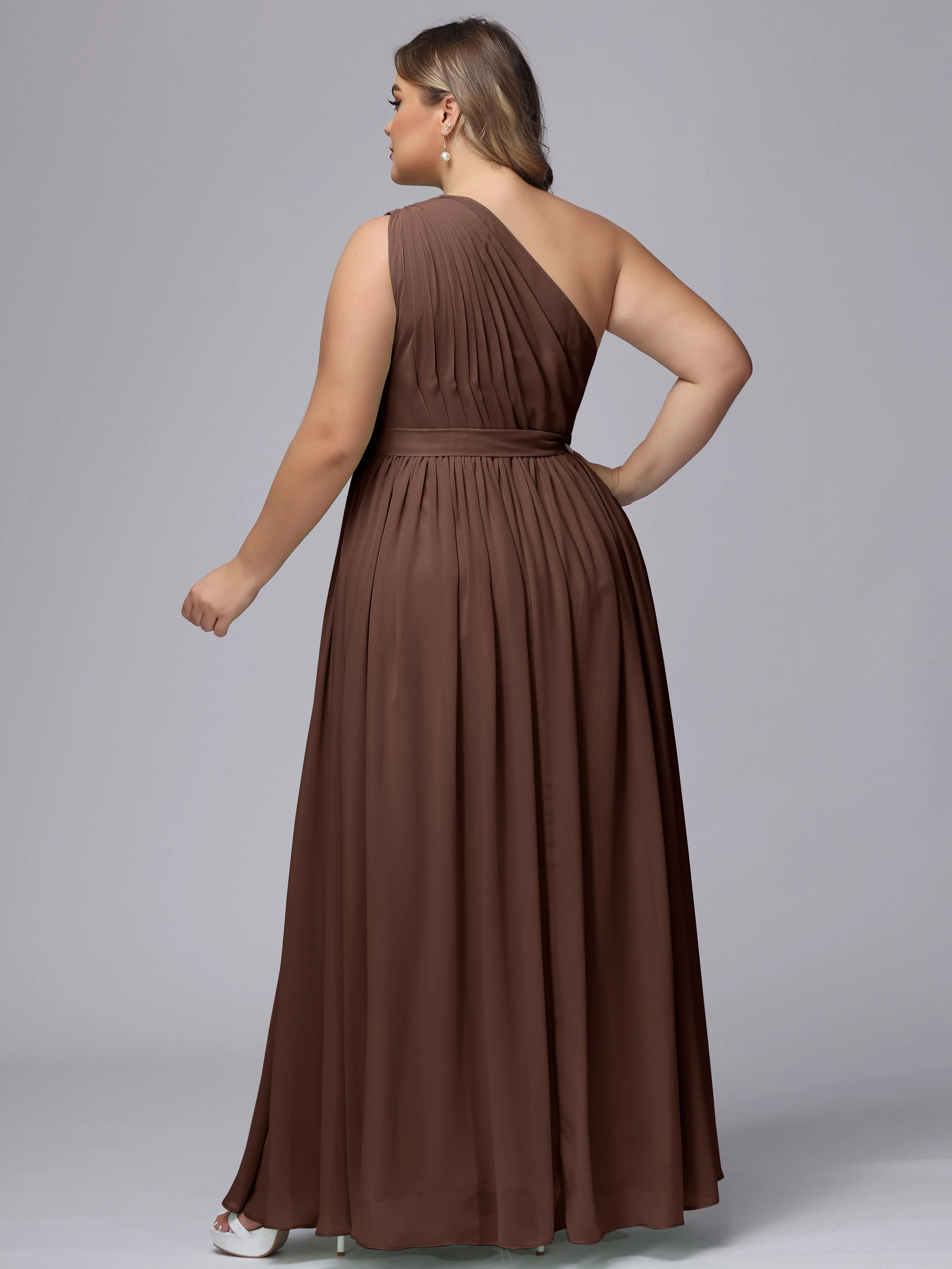 One-shoulder Plus Size Chiffon Bridesmaid Dresses