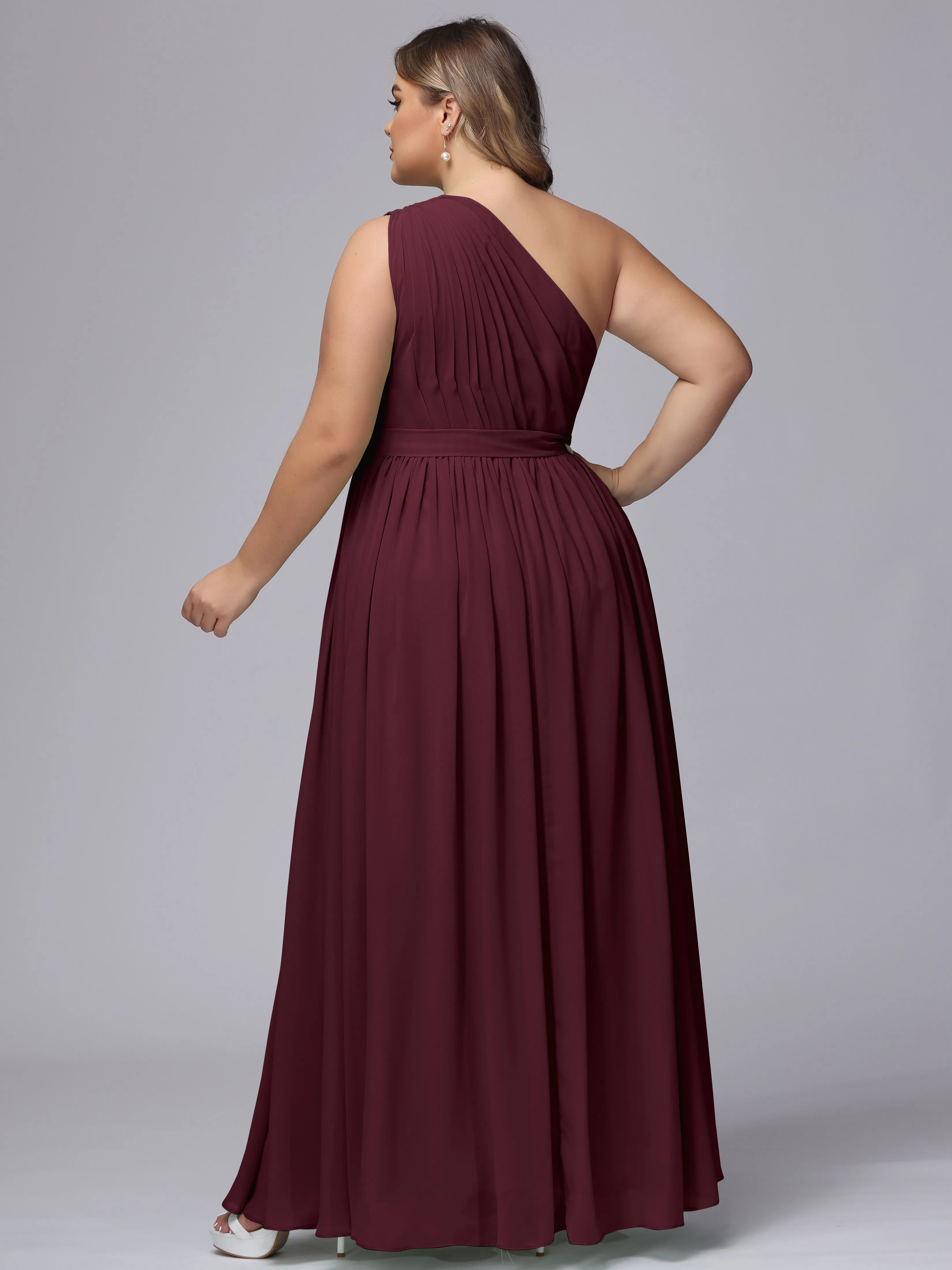 One-shoulder Plus Size Chiffon Bridesmaid Dresses