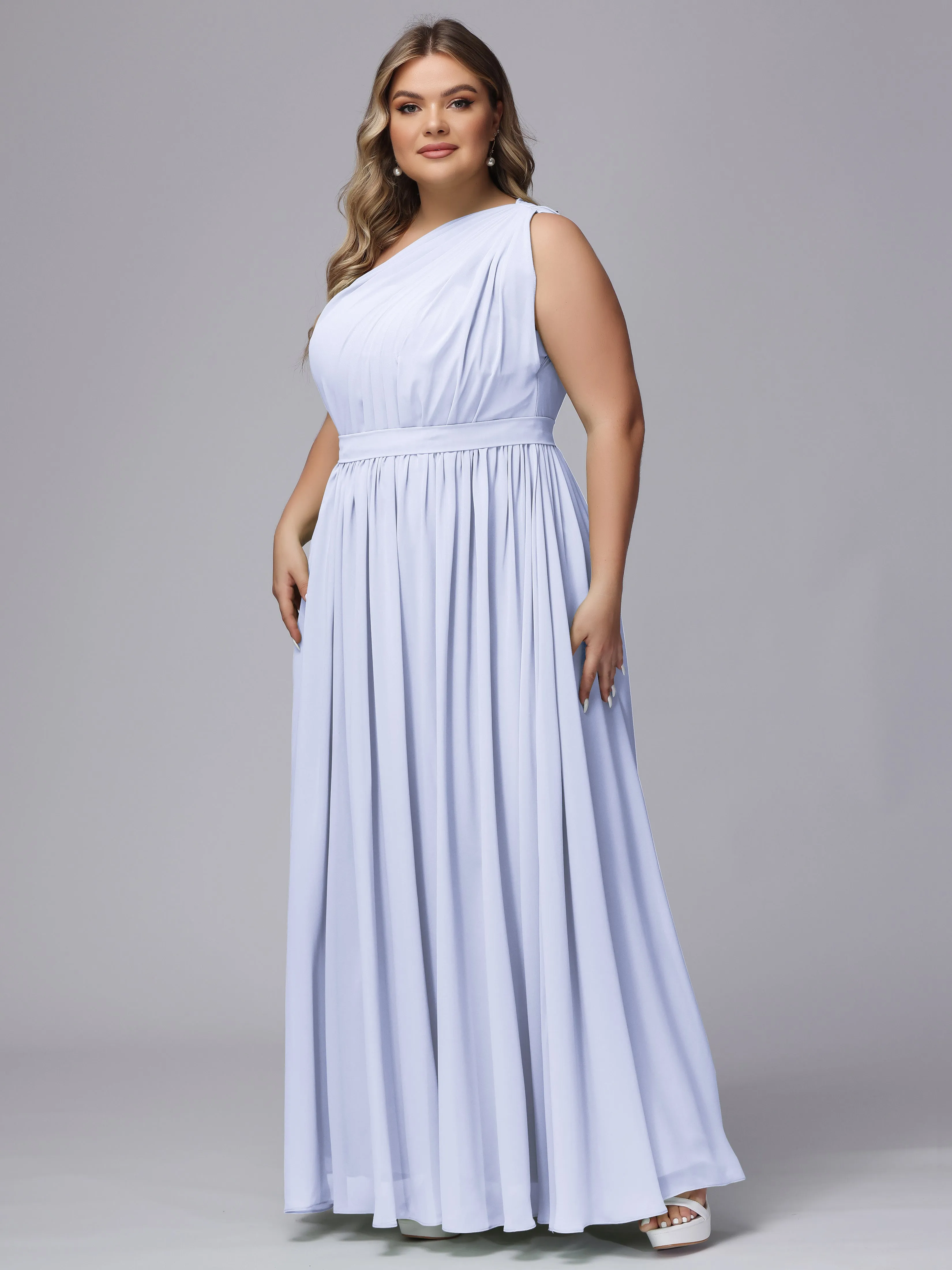 One-shoulder Plus Size Chiffon Bridesmaid Dresses