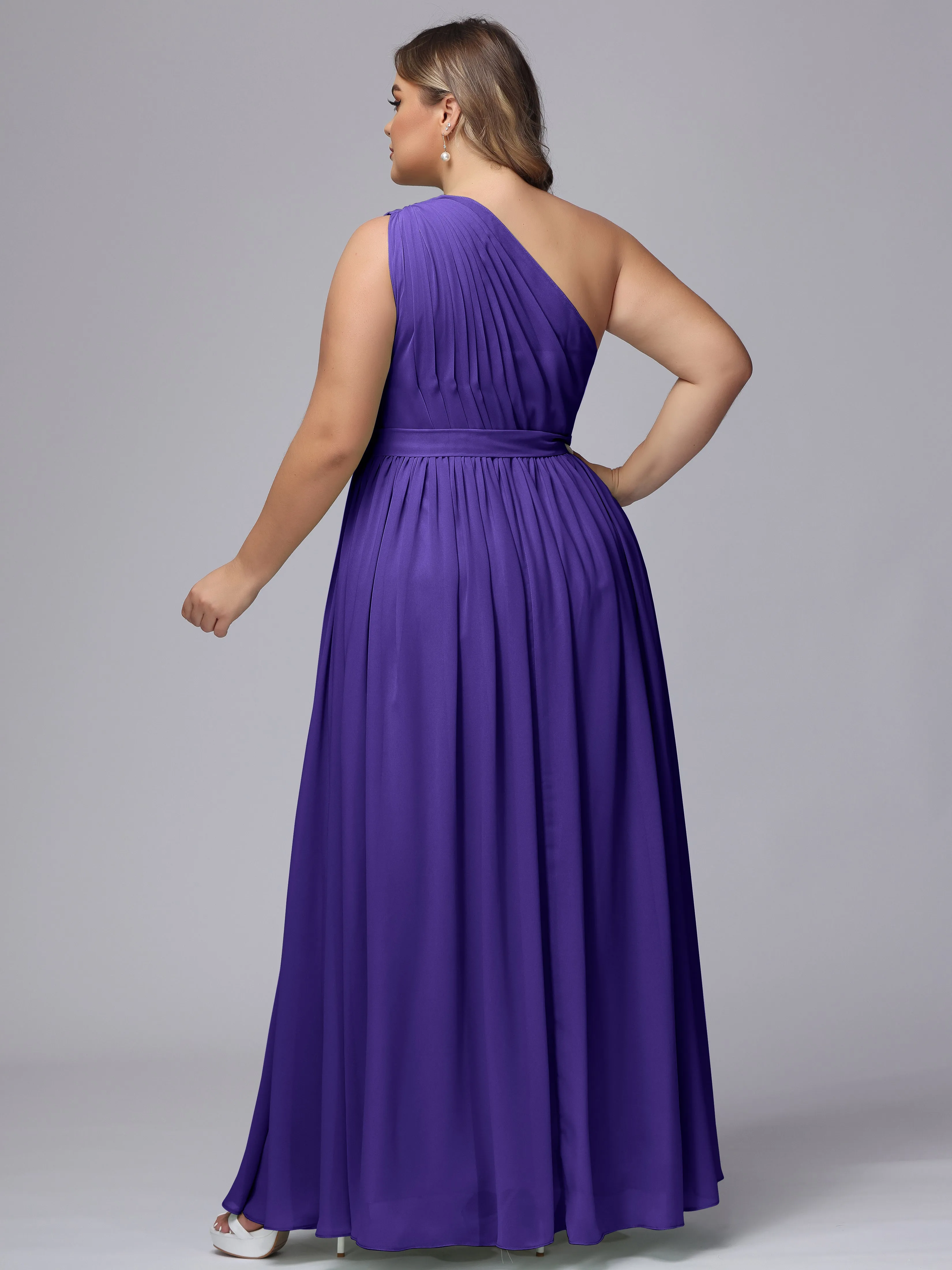 One-shoulder Plus Size Chiffon Bridesmaid Dresses