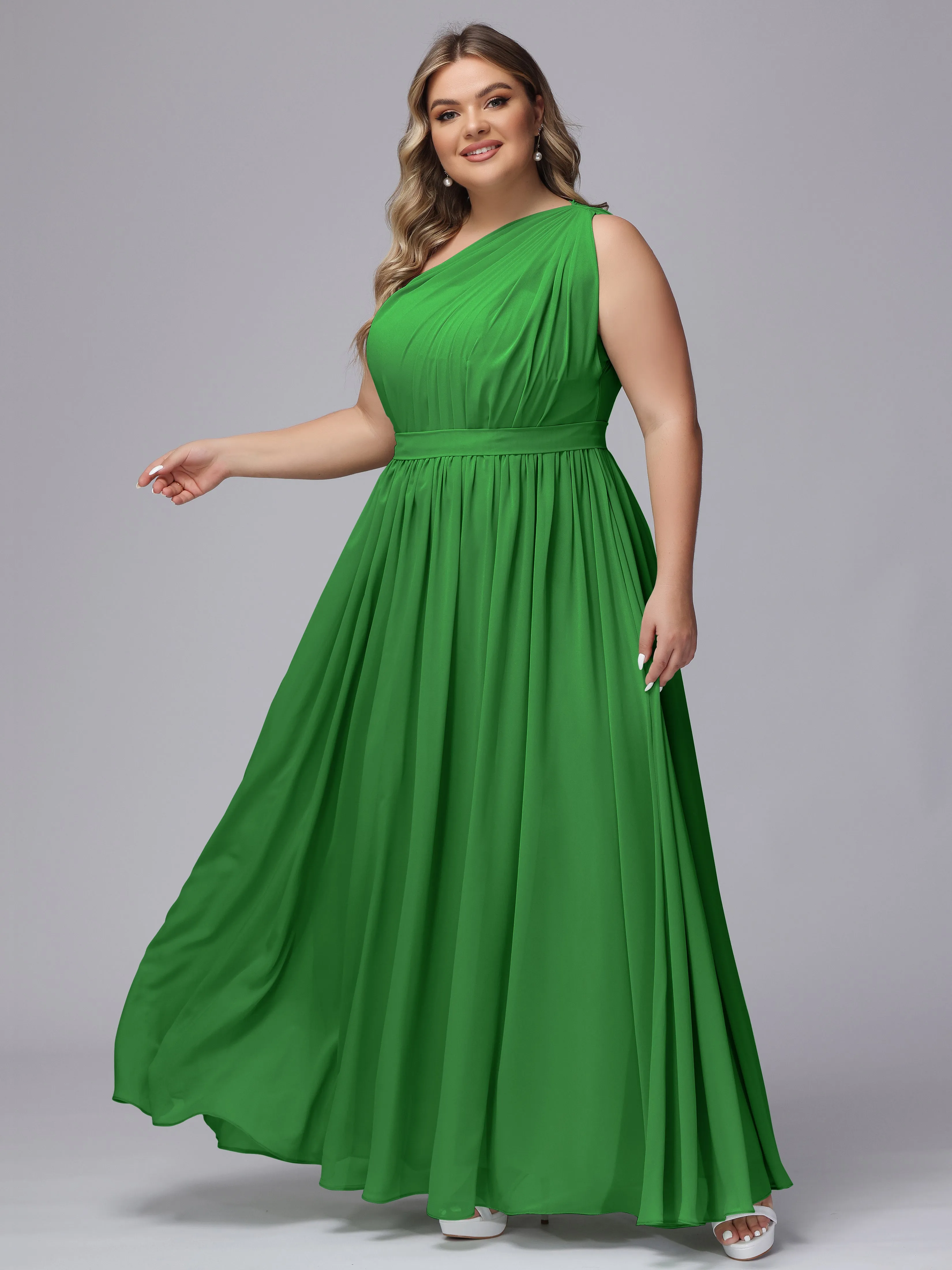 One-shoulder Plus Size Chiffon Bridesmaid Dresses