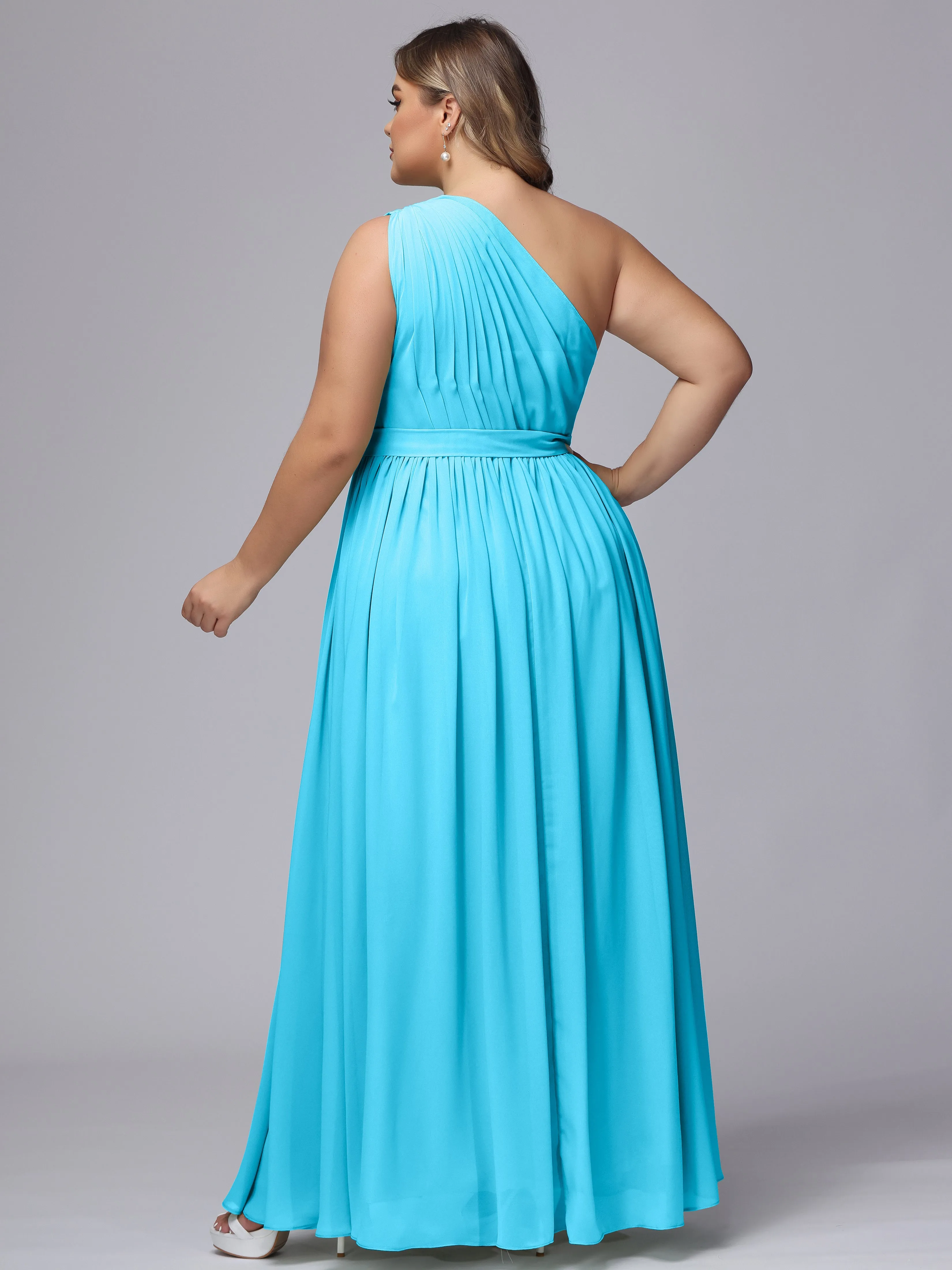 One-shoulder Plus Size Chiffon Bridesmaid Dresses